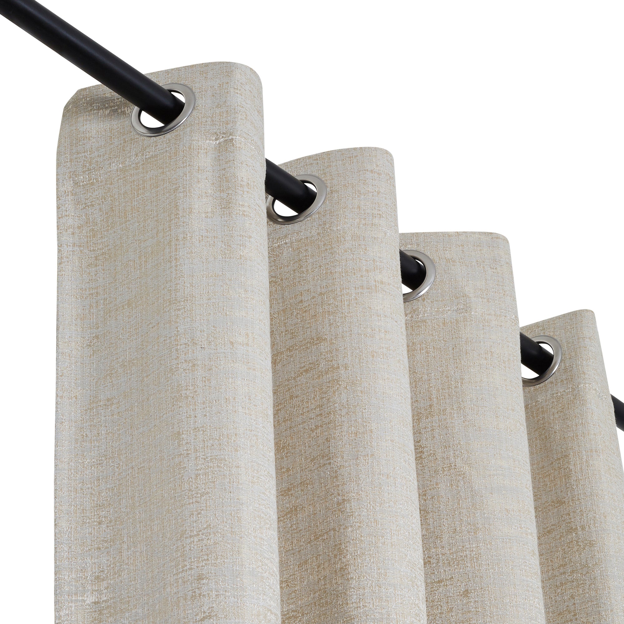Amour Set of 2 Solid Jacquard Dim Out Curtains 7 Feet in Grey Colour