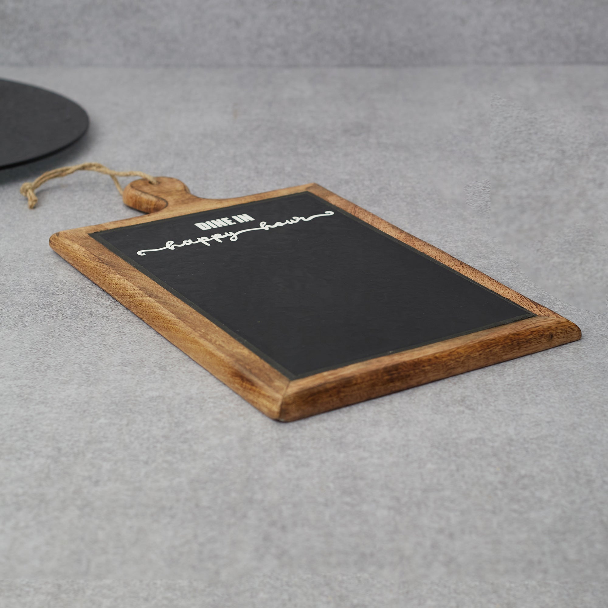 Ebony Glass & Wooden Menu Board & Platter 44x25 in Black Texture Colour