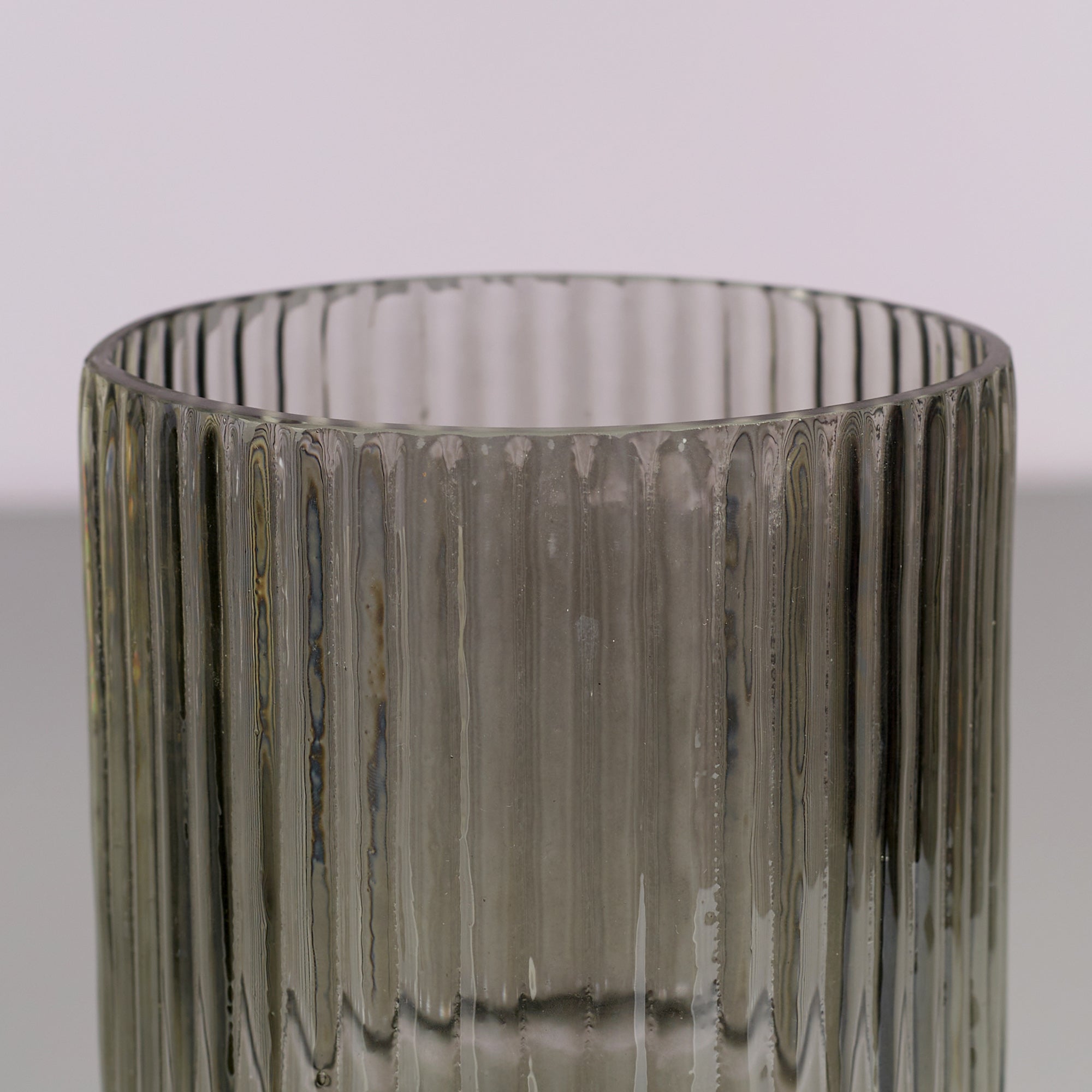 Phiona Glass Fluted Handcrafted Vase Large 31 Cm in Black Colour