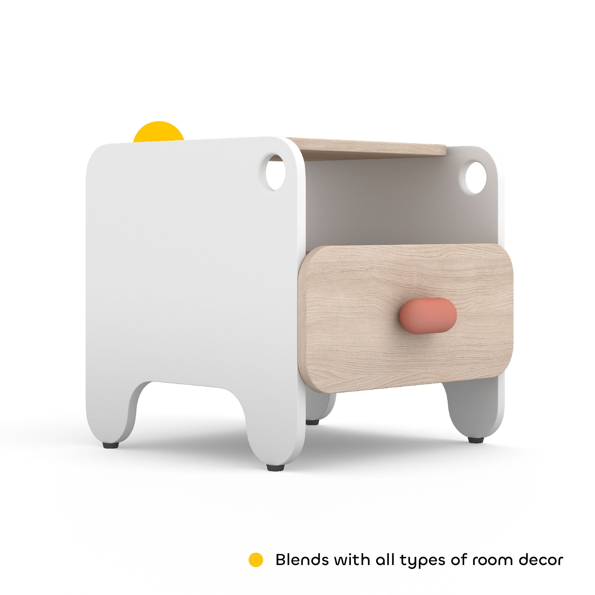 Boop Bed Side Table in Pearly White Colour