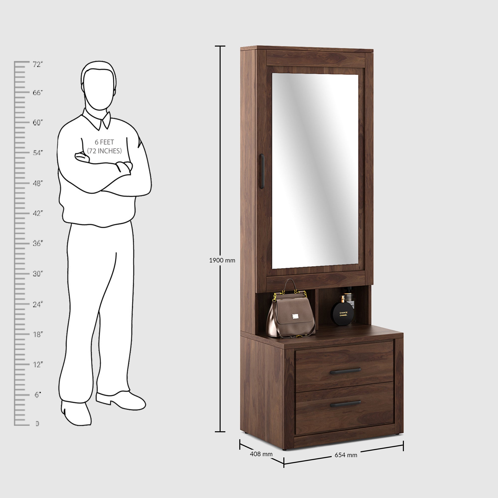 Antwerp Dresser With Mirror in Sheesham Colour