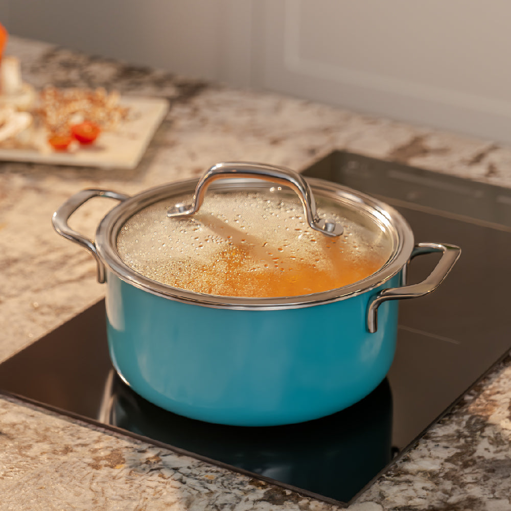 Vida Triply Pot 2 Litre Teal with Glass Lid