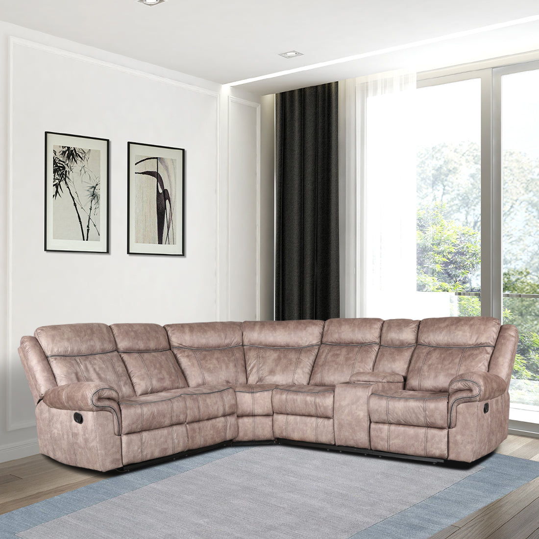 Enfield Fabric Lounger With Recliner in Brown Colour