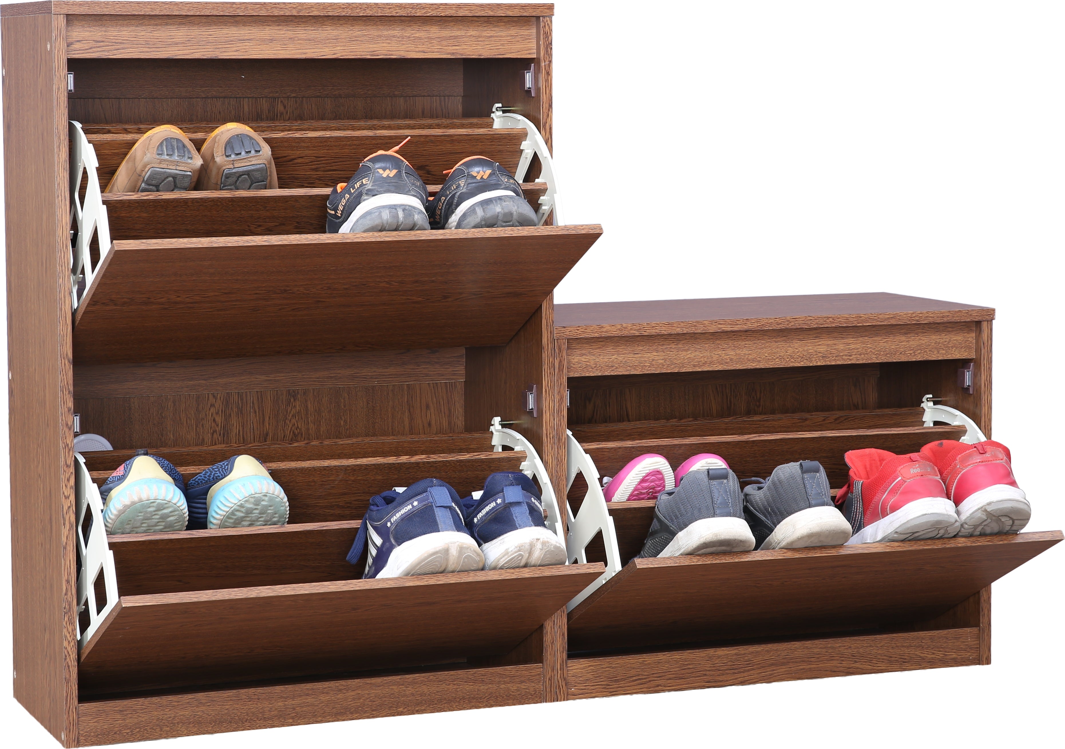 Alder Engineered Wood 1+2 tier Shoe Rack in Oak Colour