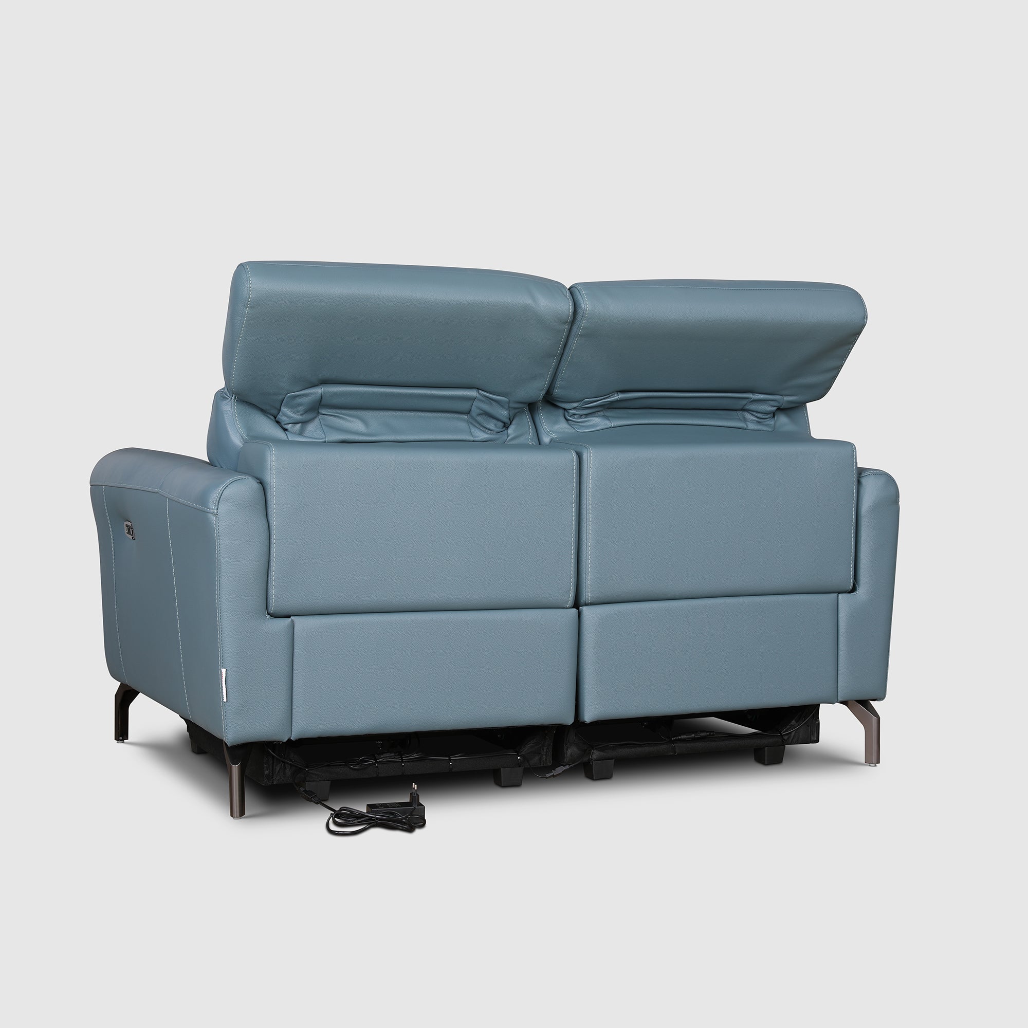 Emilia Half Leather Two Seater Electric Recliner in Blue Colour