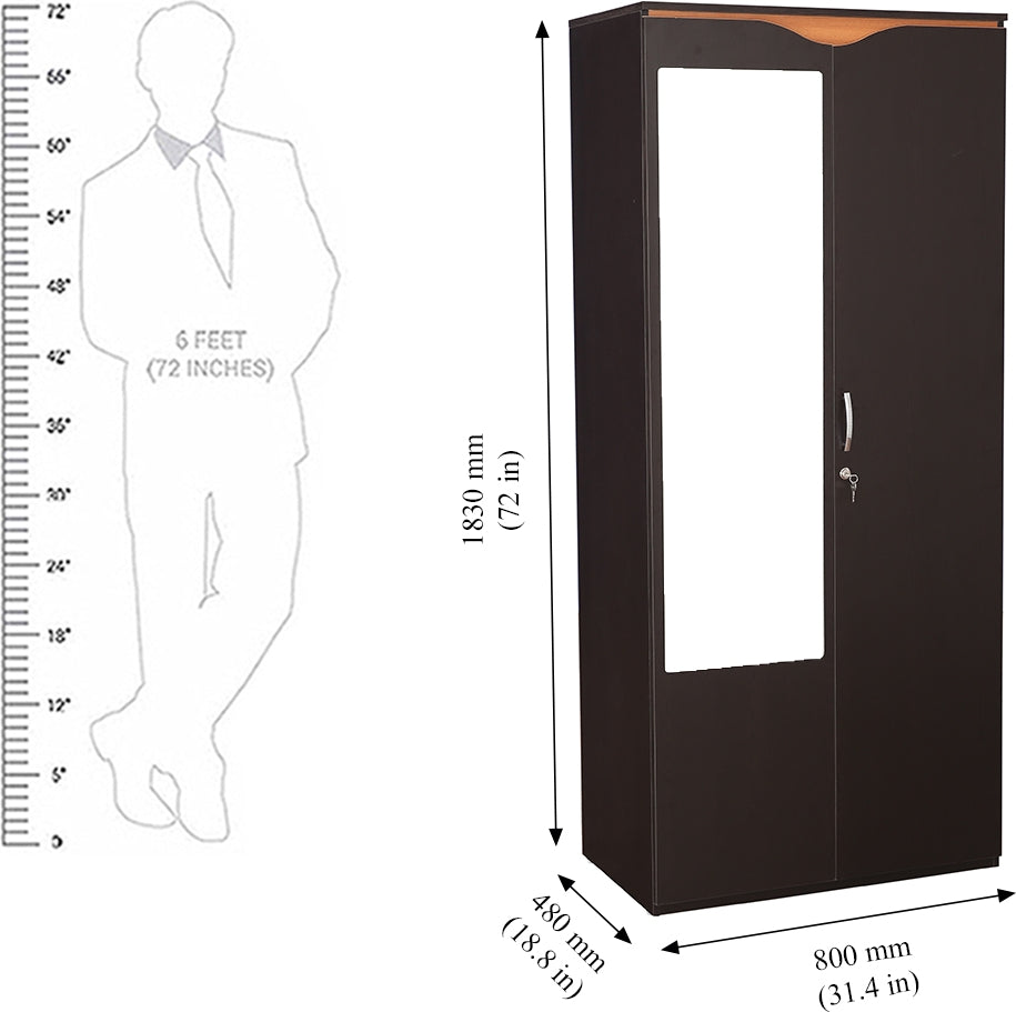 Swirl Two door Wardrobe in Wenge Colour