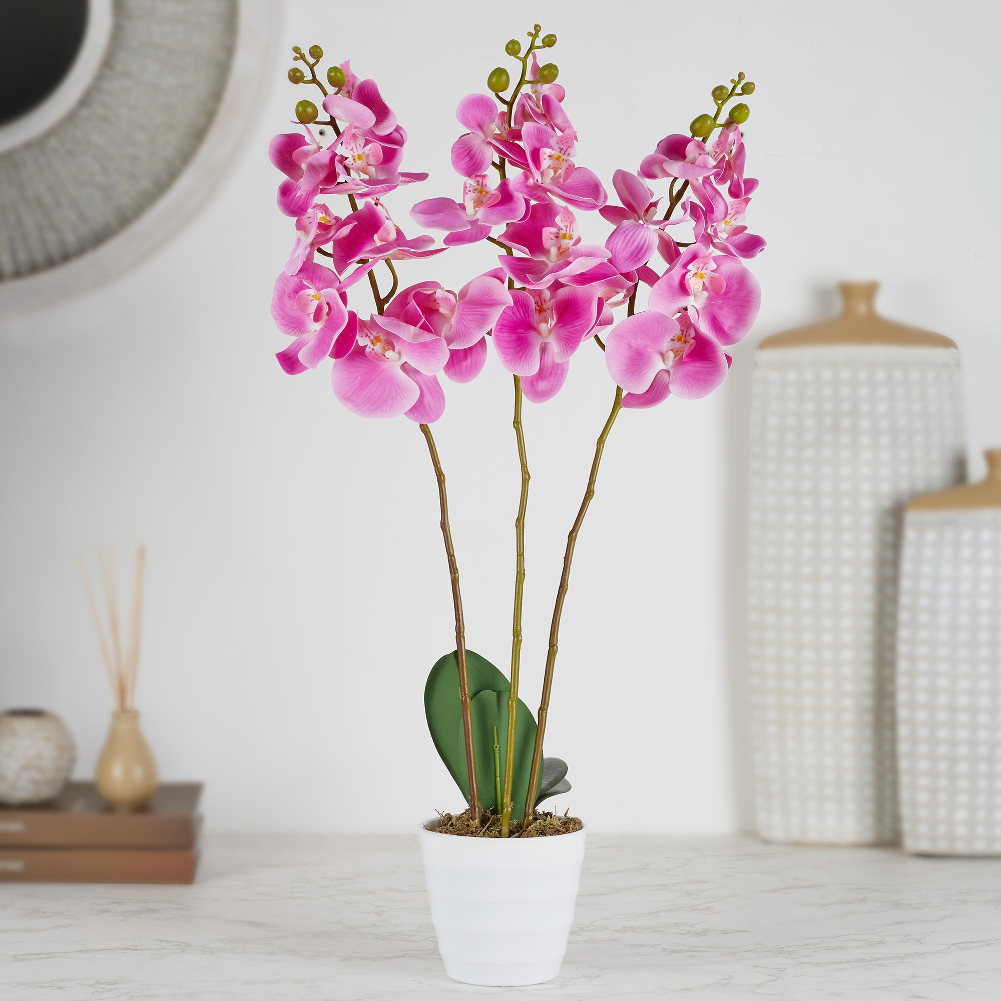 Ilana Artificial Orchid Potted Plant 55Cm in Pink Colour
