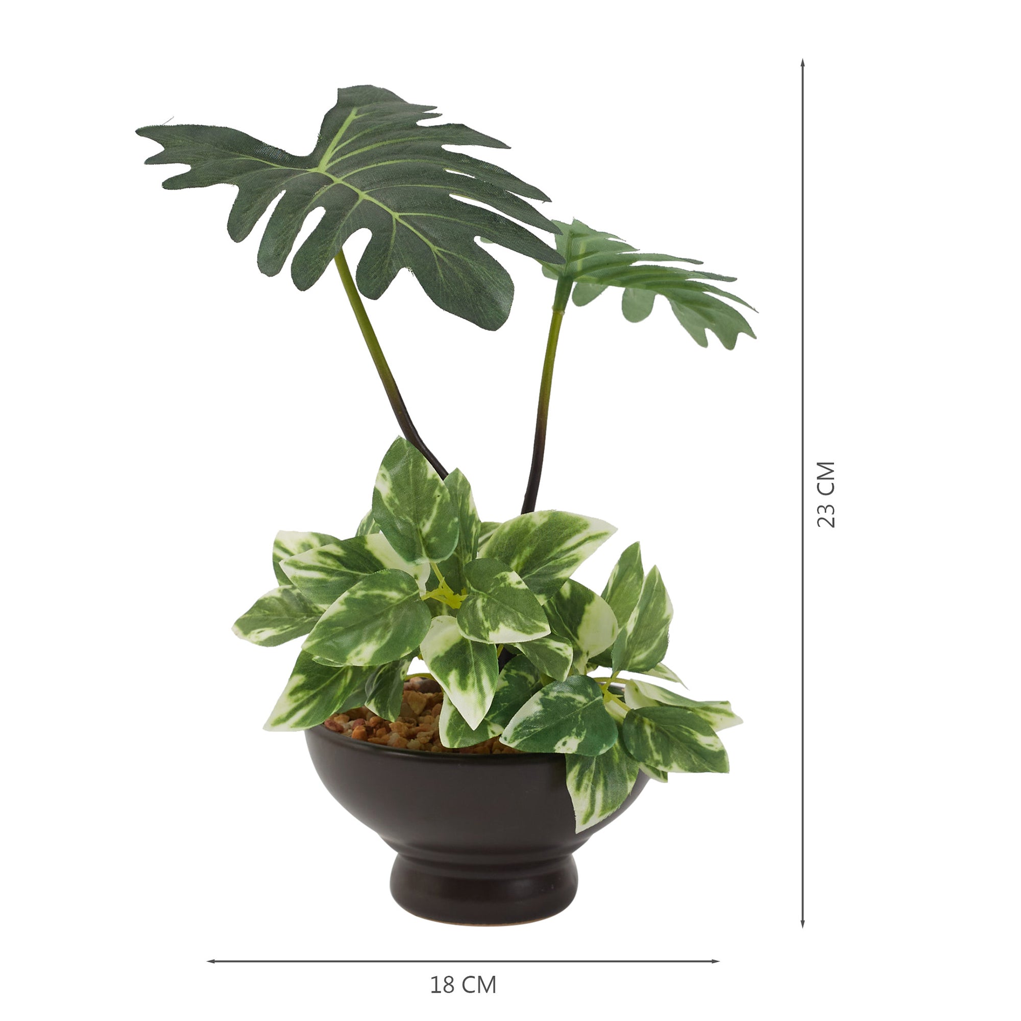 Ilana Faux Philodendron Ceramic Potted Plant 23 Cm in Green Colour