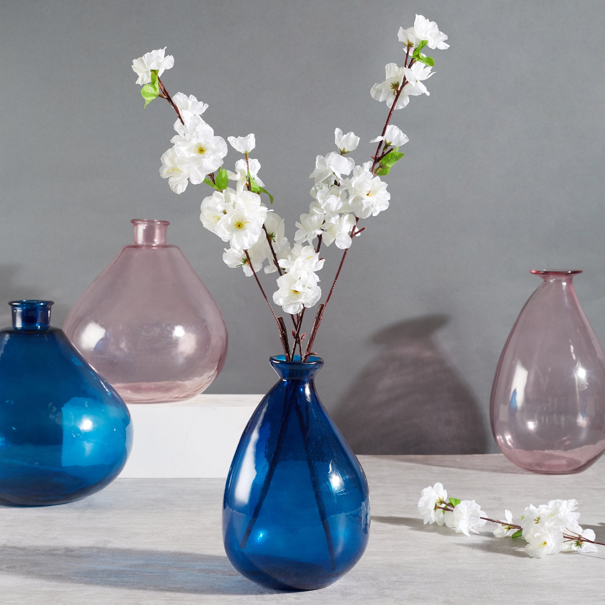 Phiona Glass Modern Organic Shapped Handcrafted 23 Cm Vase in Indigo Colour