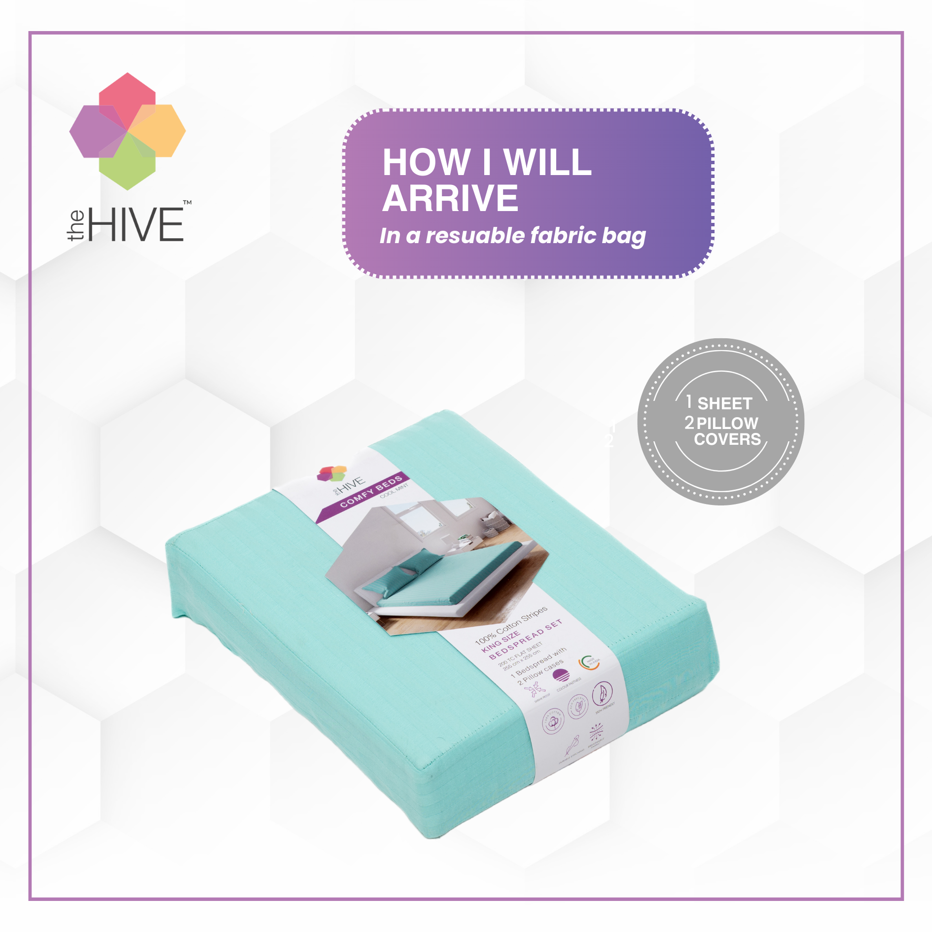 Comfy Beds King Flat Sheet Cool Mint,255x255cm