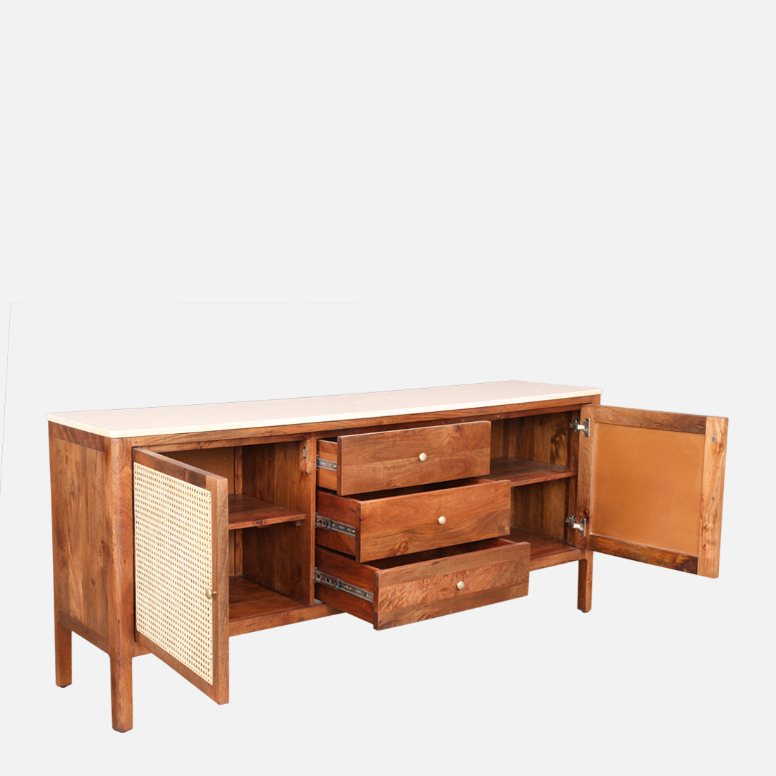 Siam Acacia Wood Two Door Sideboard in Honey Colour