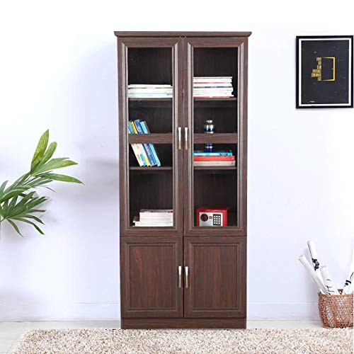 Camilla Engineered Wood Book Shelf with Door in Walnut Colour