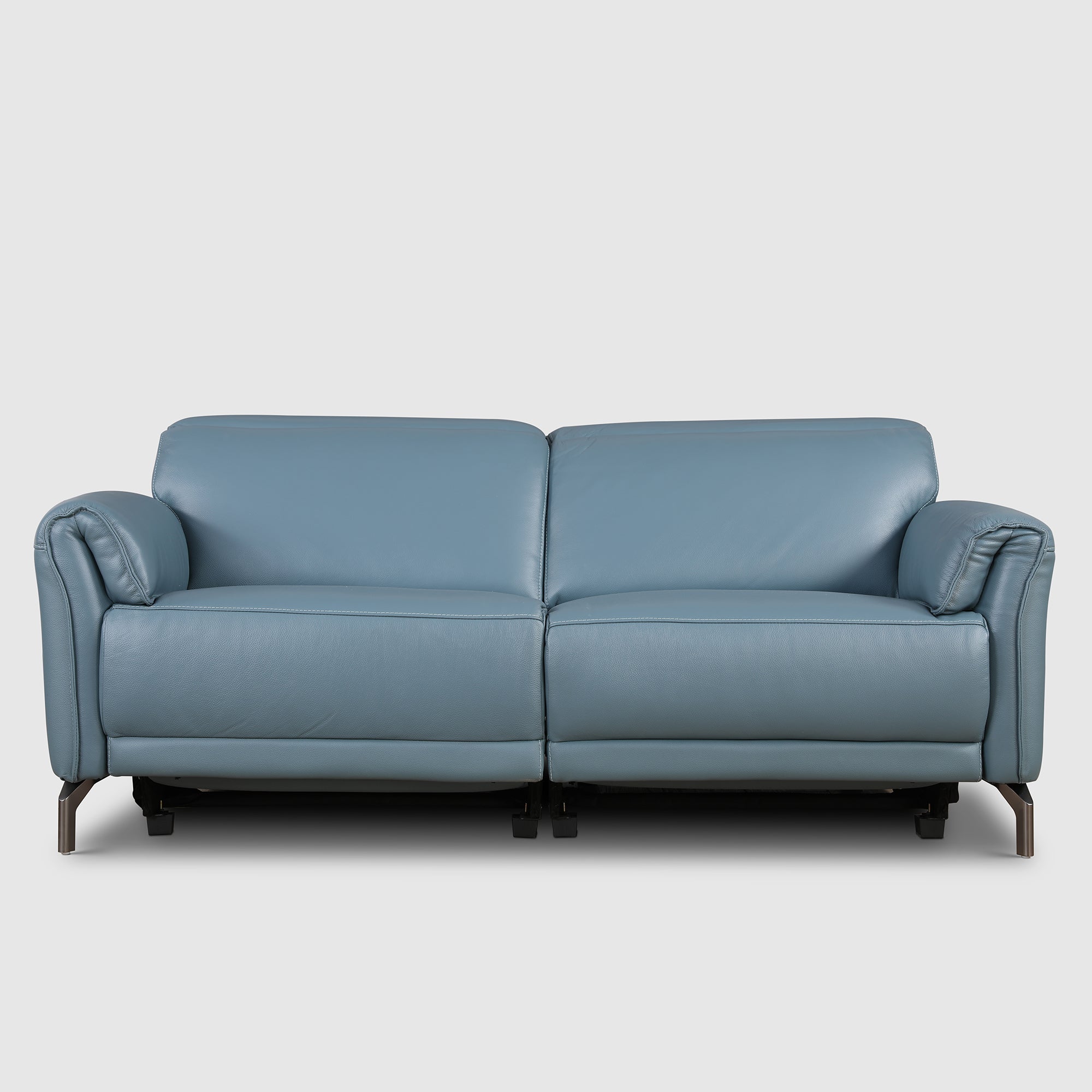 Emilia Half Leather Three seater Electric Recliner in Blue Colour
