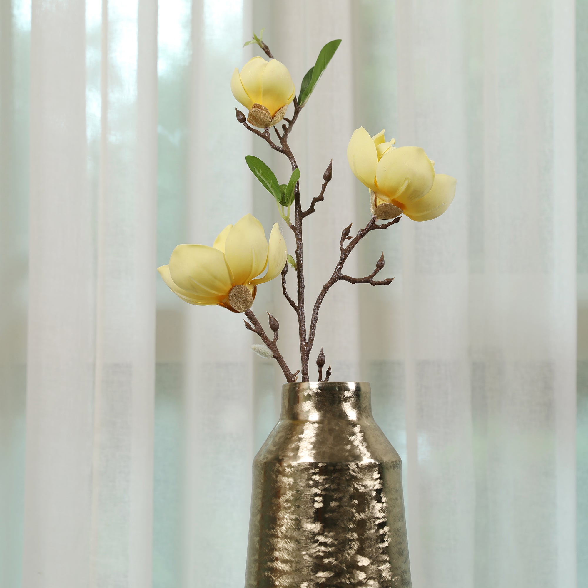 Blume Artificial Flower Magnolia Stem 94cm in Yellow Colour By Living Essence