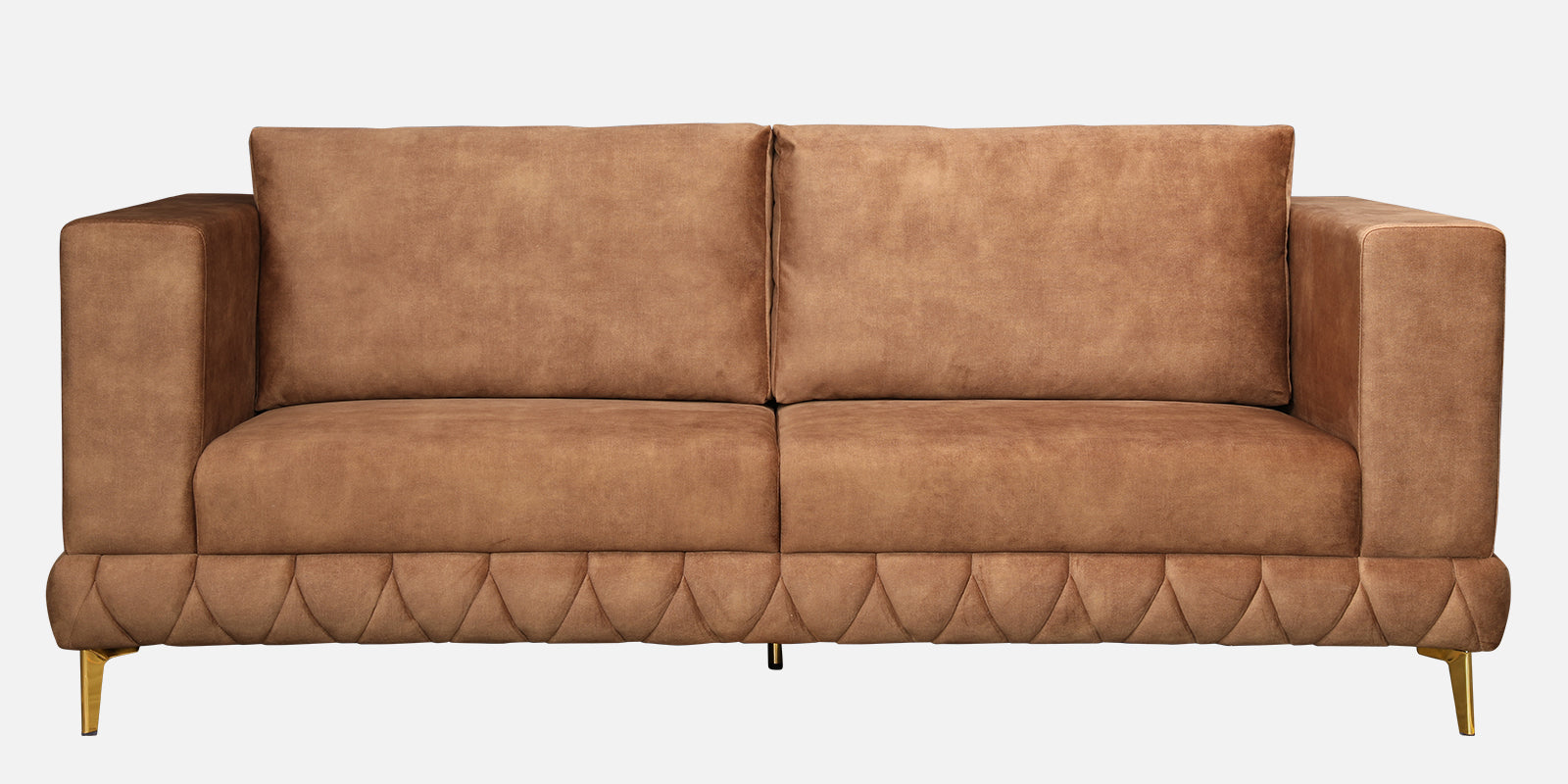 Plume Velvet Fabric Three Seater Sofa in Brown Colour