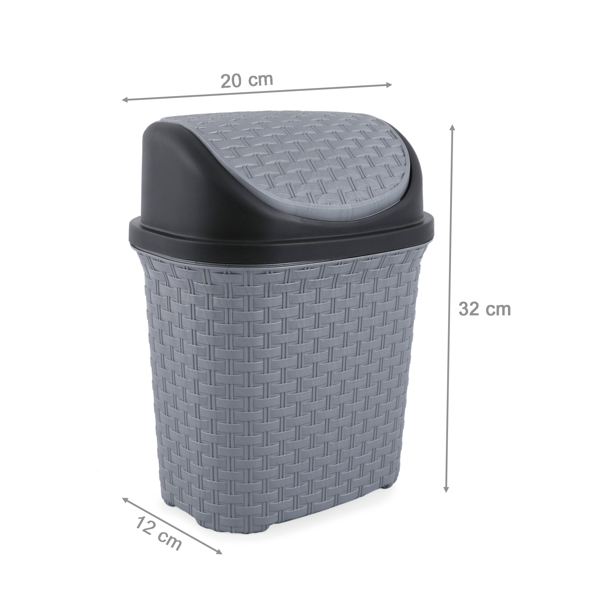 Brio Plastic Swing Dust Bin 6 Ltr in Grey Colour