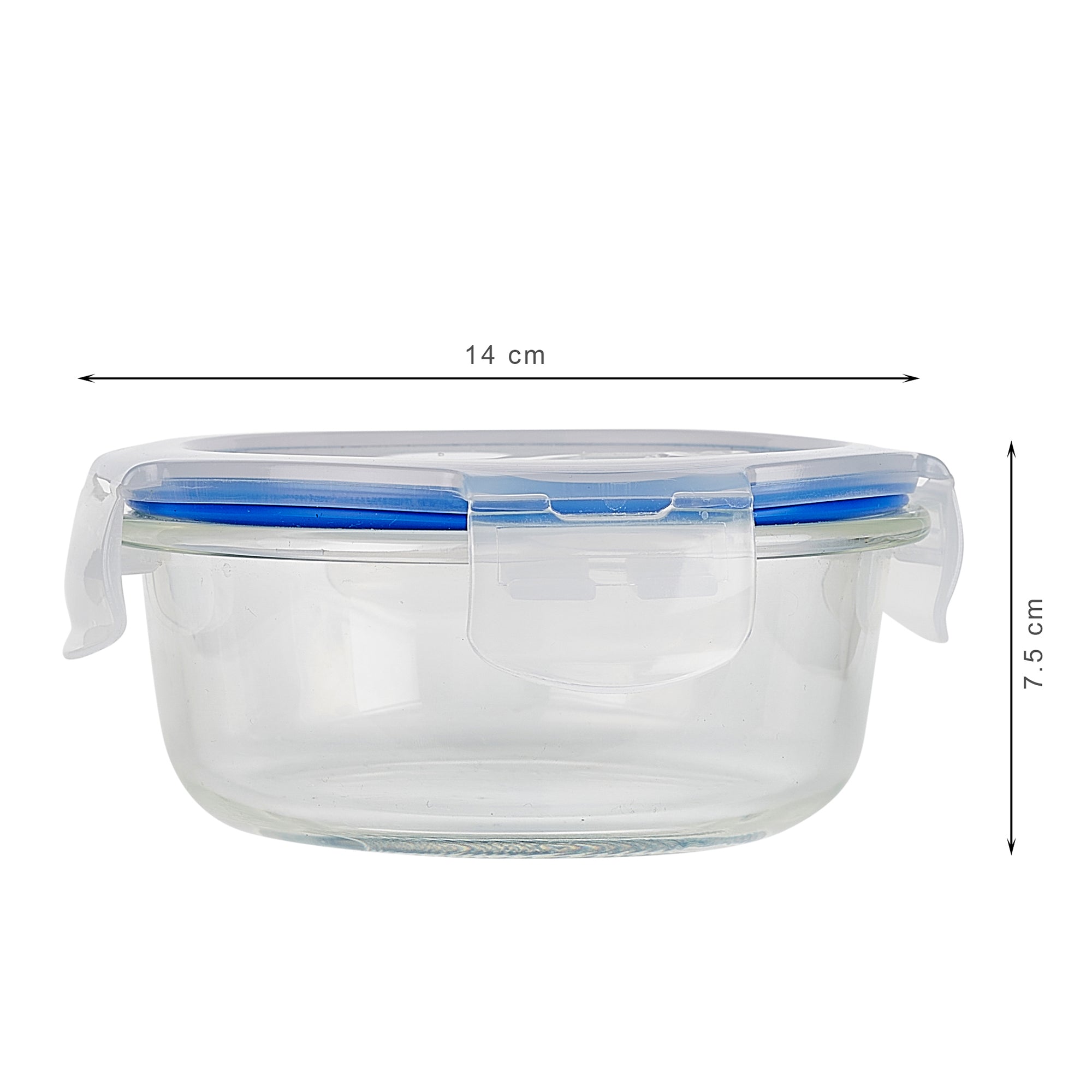 Boston Borosilicate Glass Microwave Safe Round Lunch box 400ml Set of 3 + Carry Bag in Blue Colour
