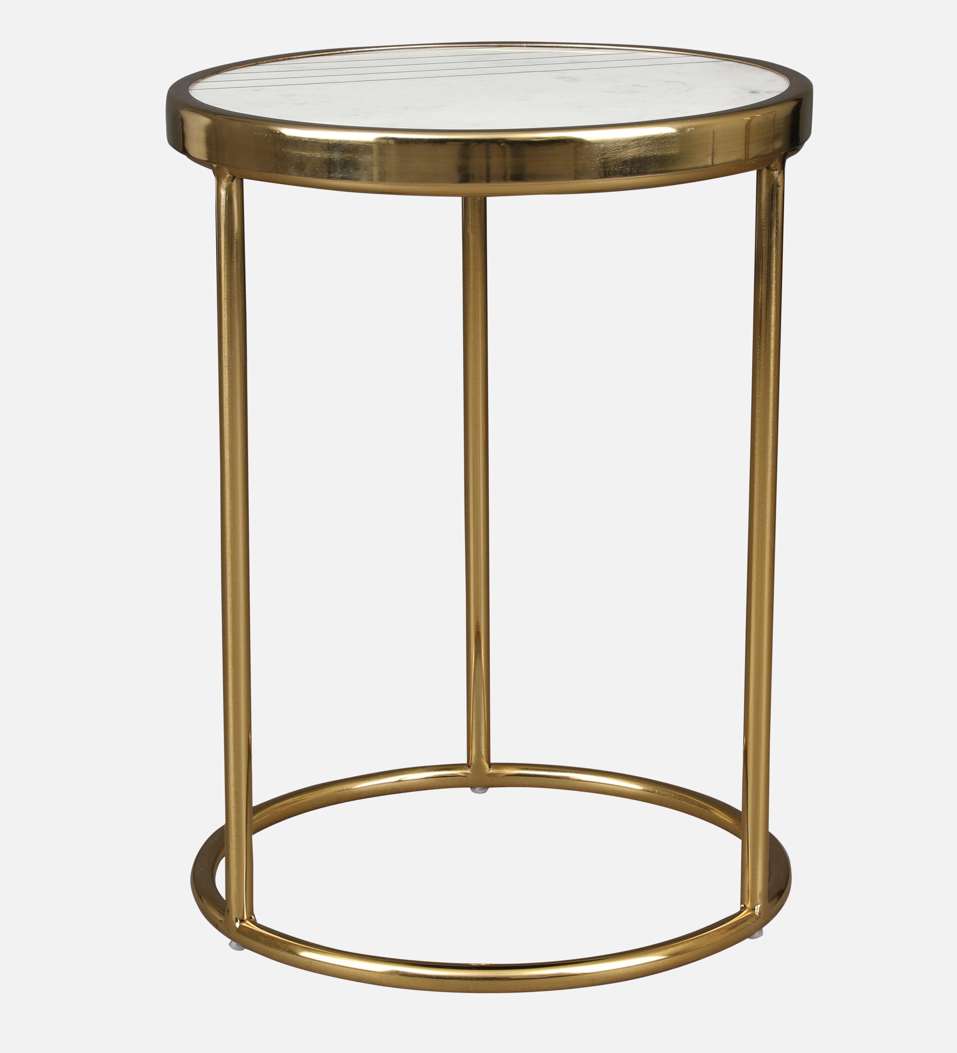 Netanya Metal Table in Gold & White Colour