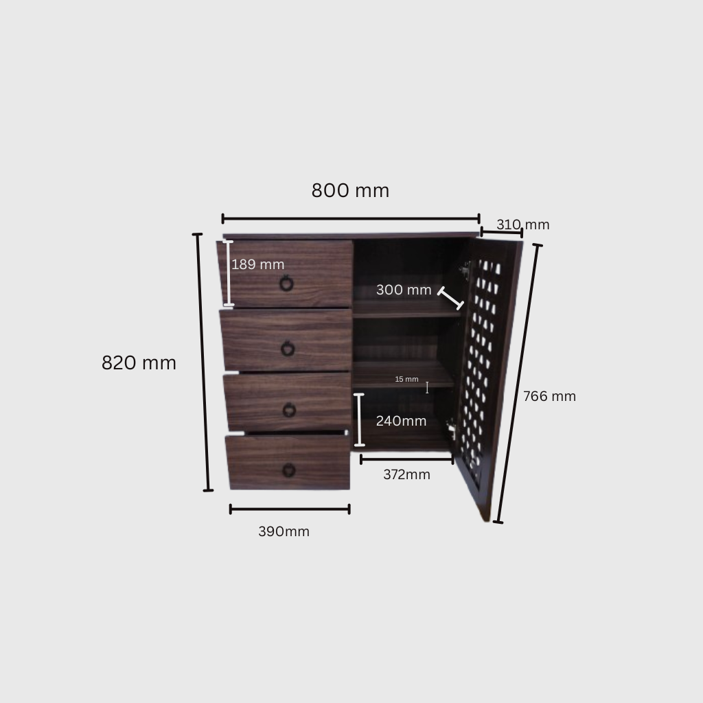 NESTE 1 DOOR & 4 DRAWERS LIVING CABINET
