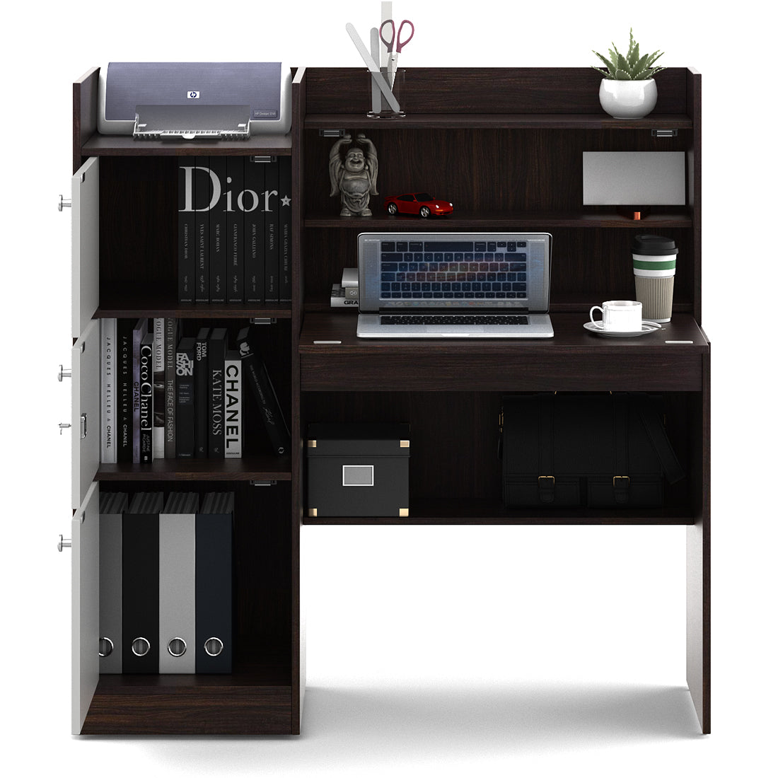 Venus Engineered Wood Study Table in Wenge & White Colour