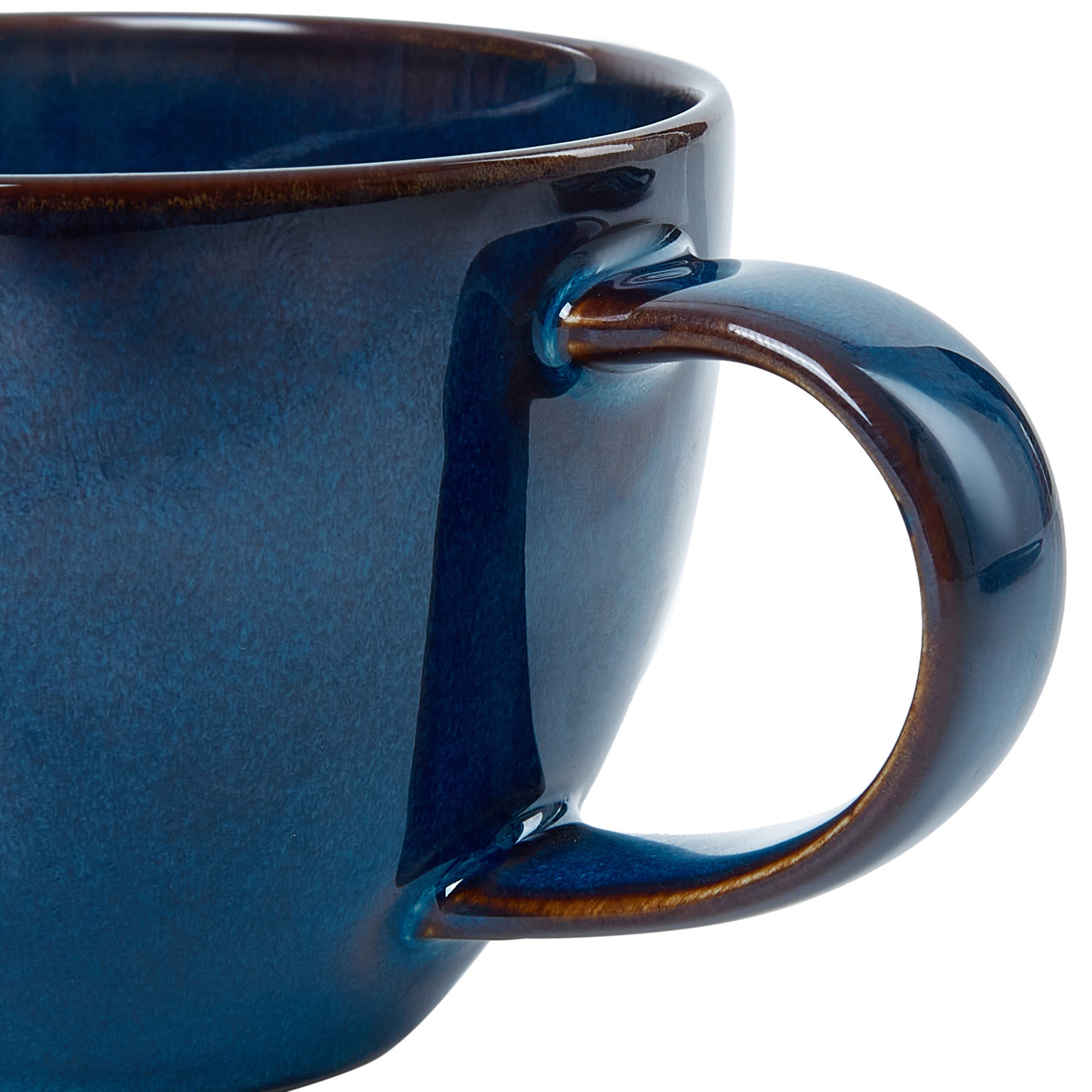 Hygge Studio Pottery Stoneware Cup & Saucer Set of 4 in Navy Blue Colour