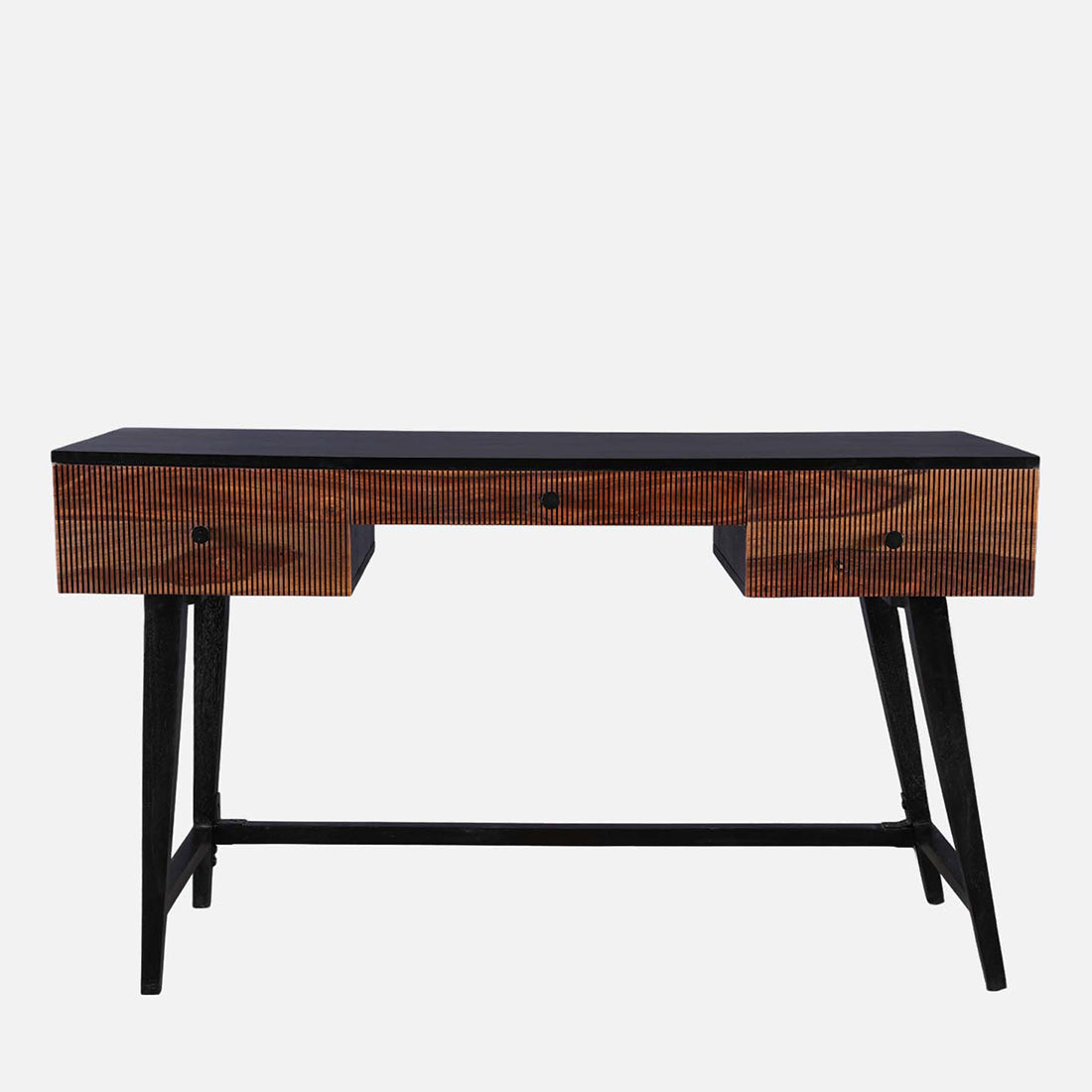 Sven Sheesham Wood(Rosewood) Study Table in Natural Sheesham & Black Colour