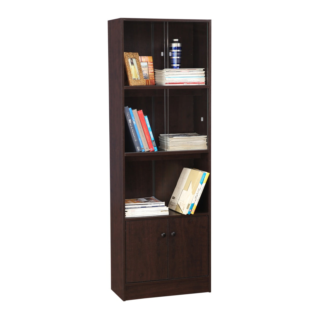 Crony Engineered Wood Medium Book Shelf in Wenge Colour