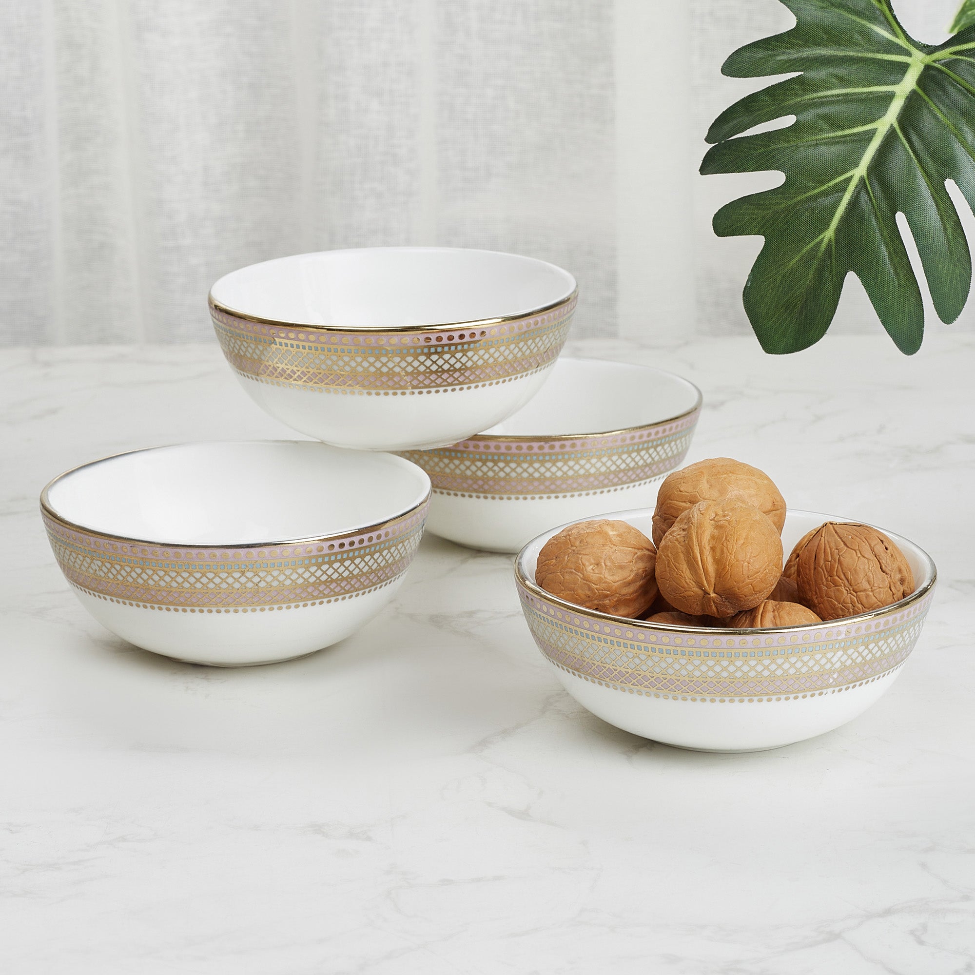 Amour Charlotte Bone China Veg Bowl 10 Cm in White Colour