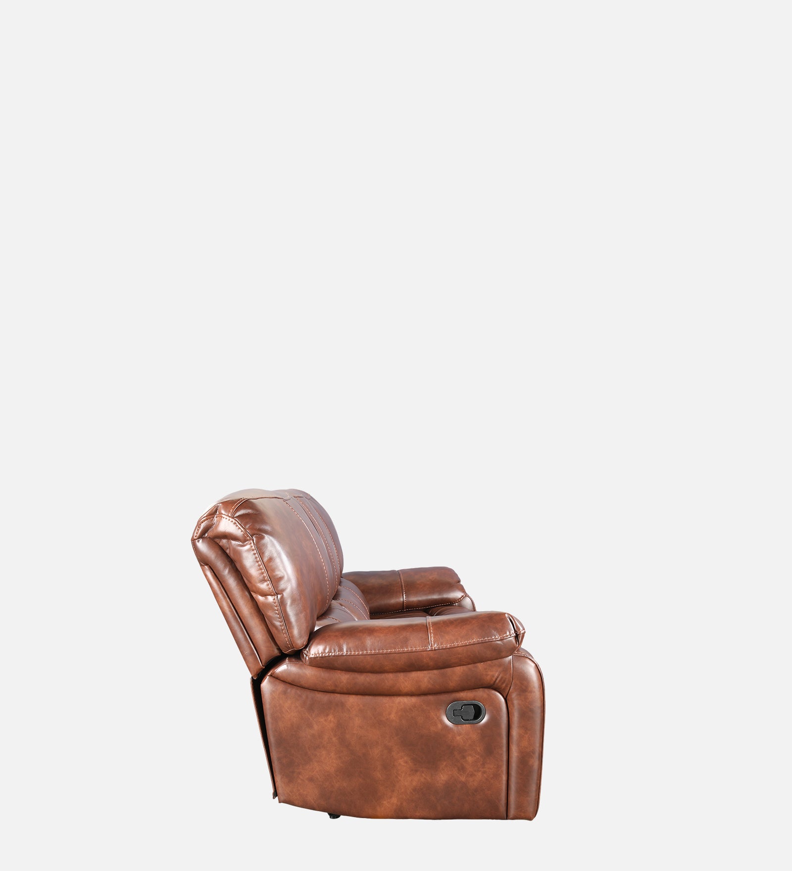 Urbano Leather Fabric Three Seater Recliner in Brown Colour