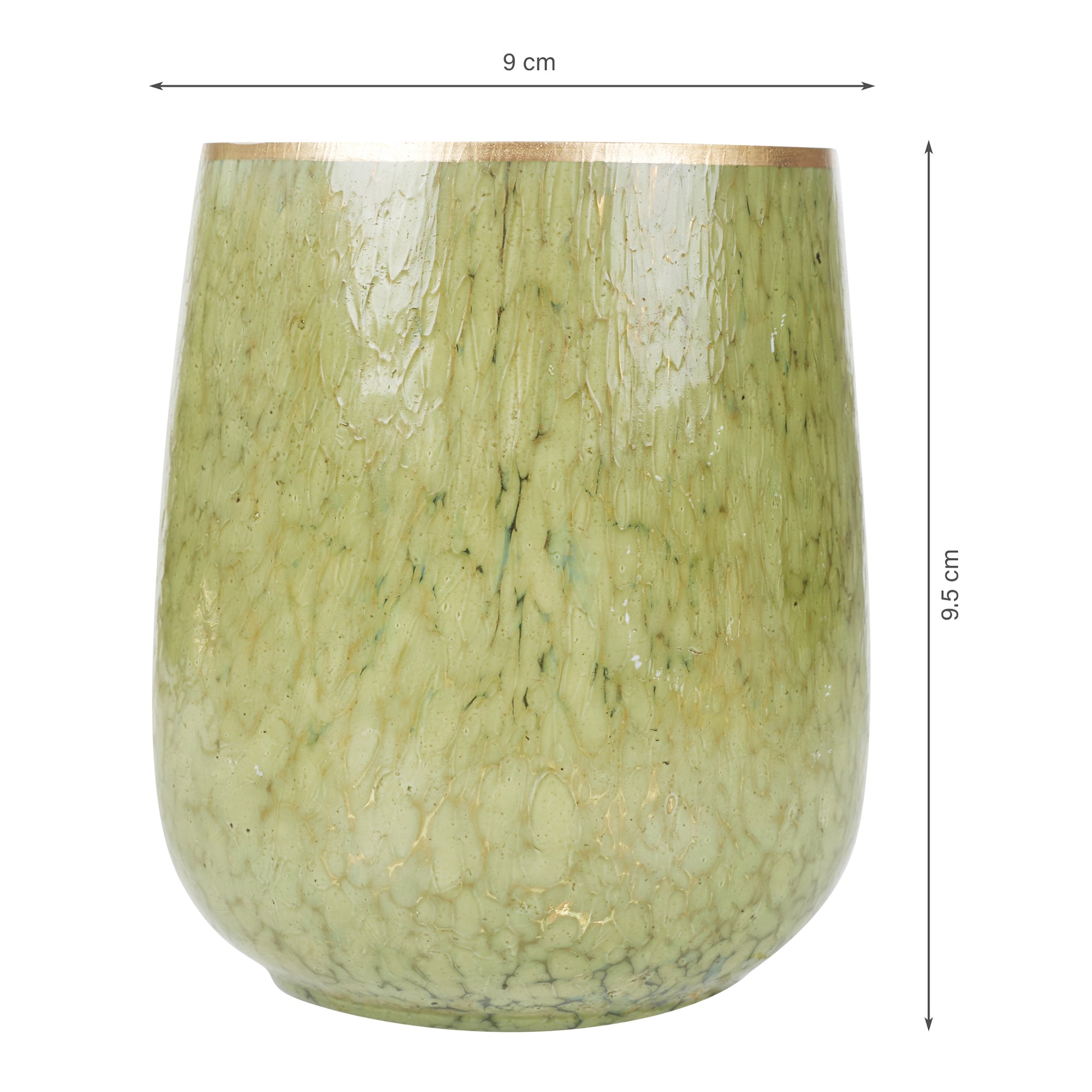 Phiona Glass Textured Handcrafted Votive 9 Cm in Olive Colour