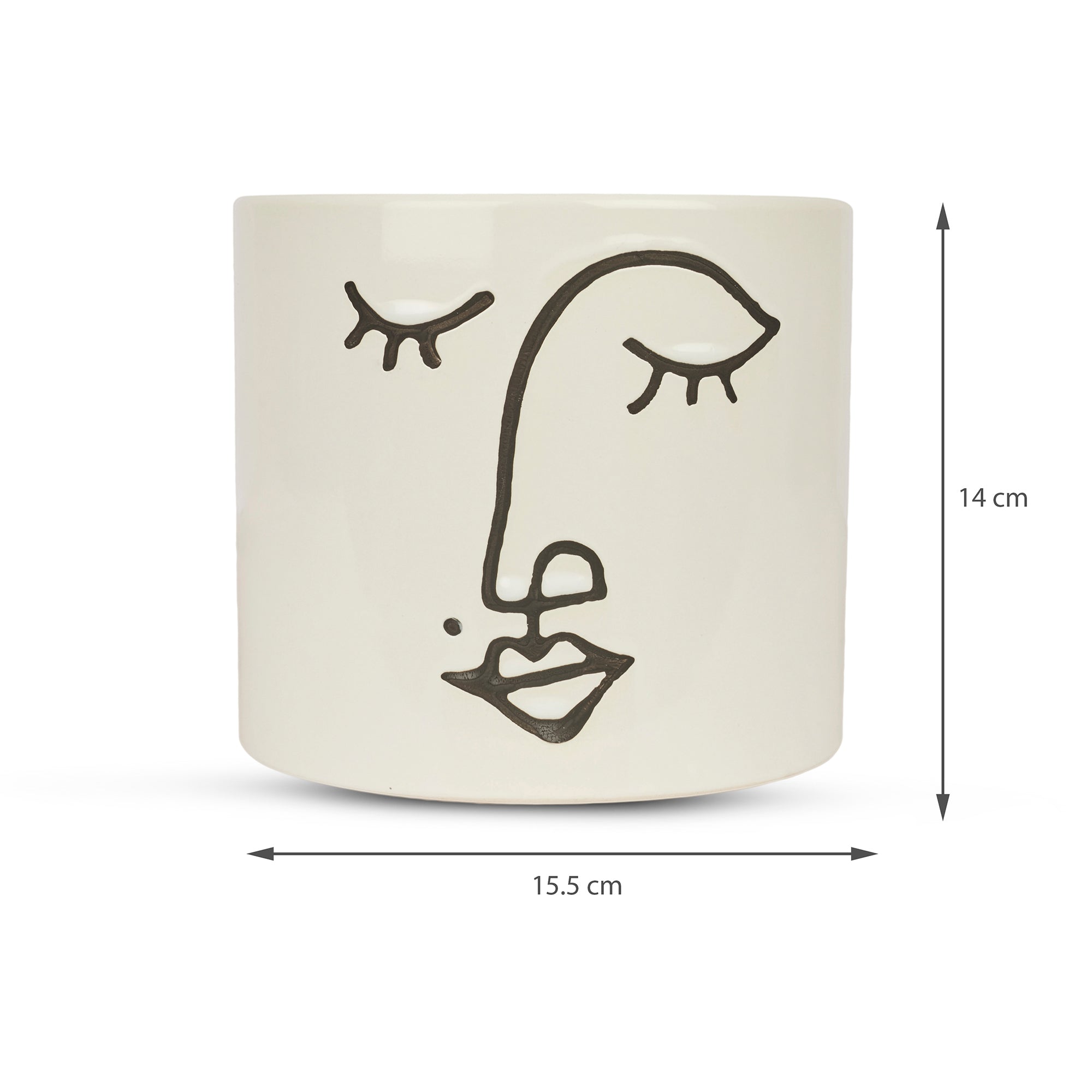 Alura Milan Face3 Ceramic Planter 14Cm in White Colour