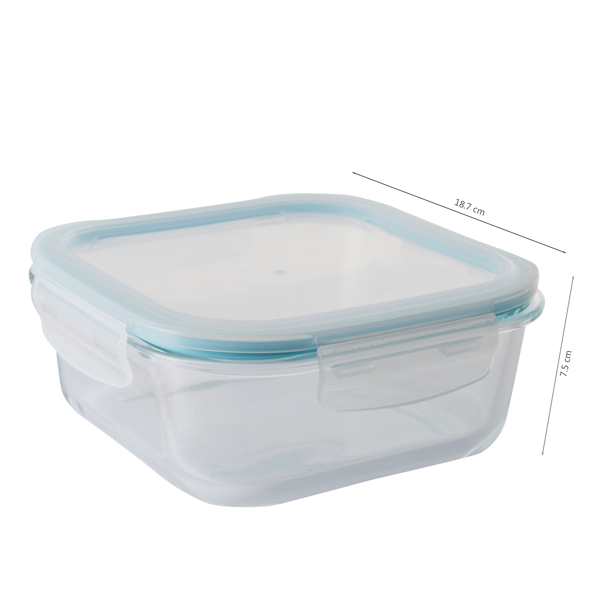 Robust Glass Square Container with PP Lid 1100ML in Transparent Colour