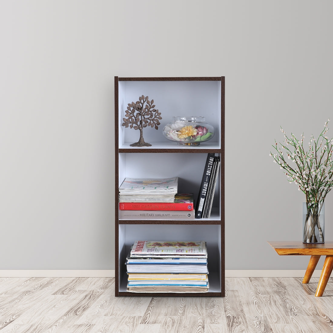Mezzola Engineered Wood 3 Tier Bookshelf Small in Wenge Colour