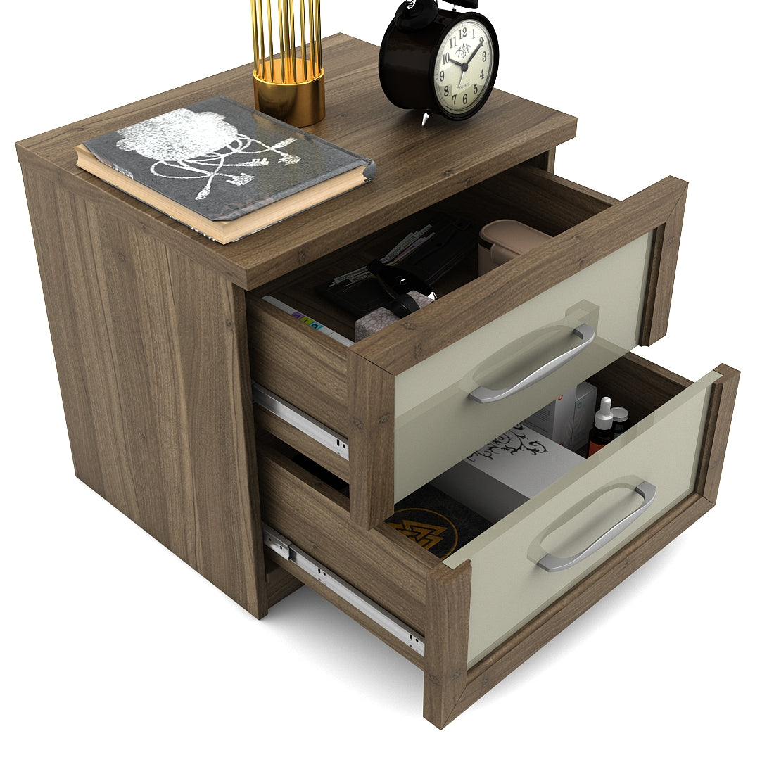 Petra Night Stand in Walnut Colour
