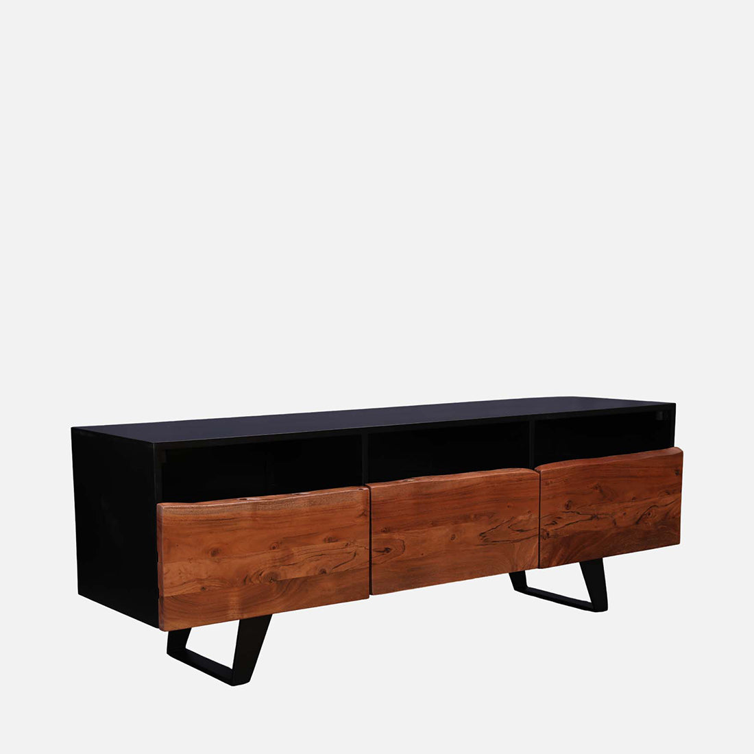 Arduous Acacia Wood Low Height Tv Unit in Brown Colour