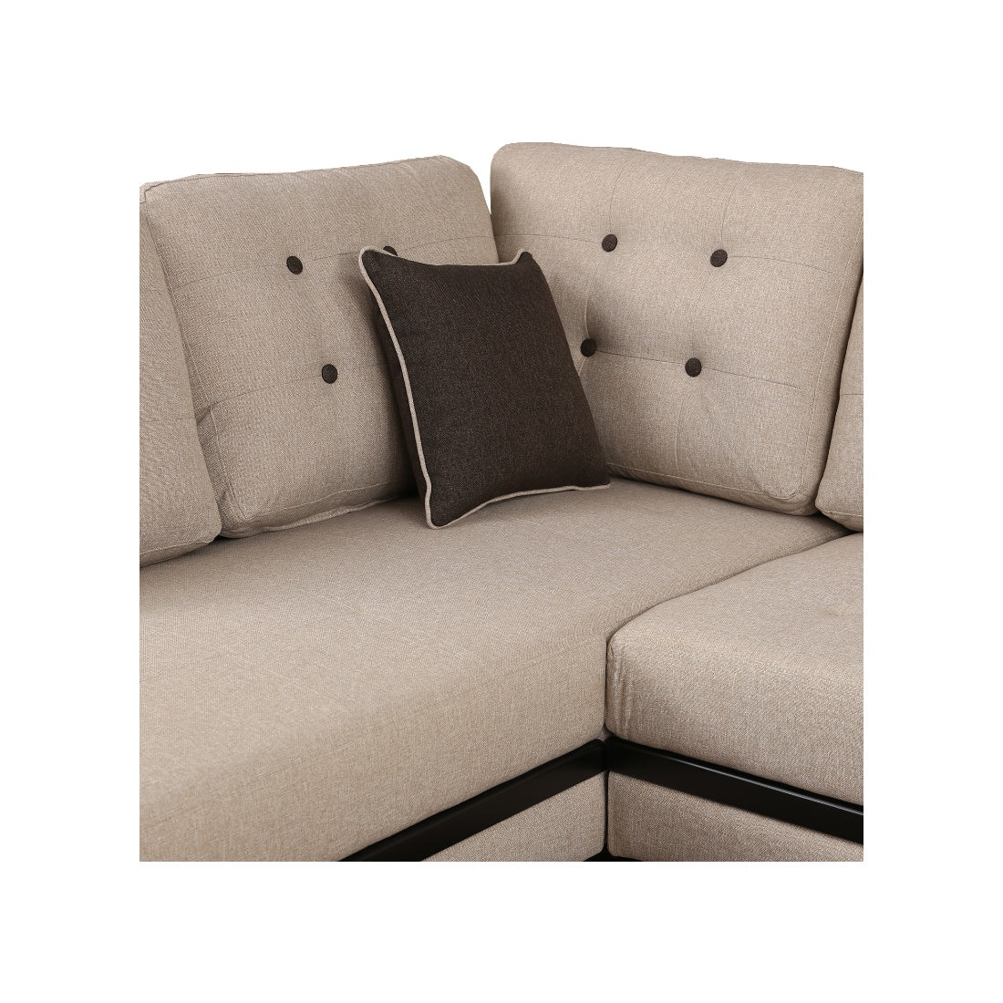 Garcia Fabric 5 Seater Sofa with Right Hand Side Lounger in Beige Colour