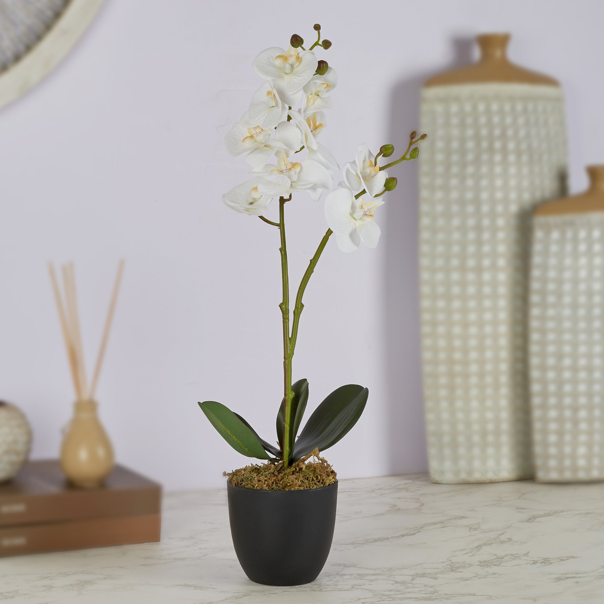 Ilana Artificial Orchid Potted Plant 40Cm in White Colour