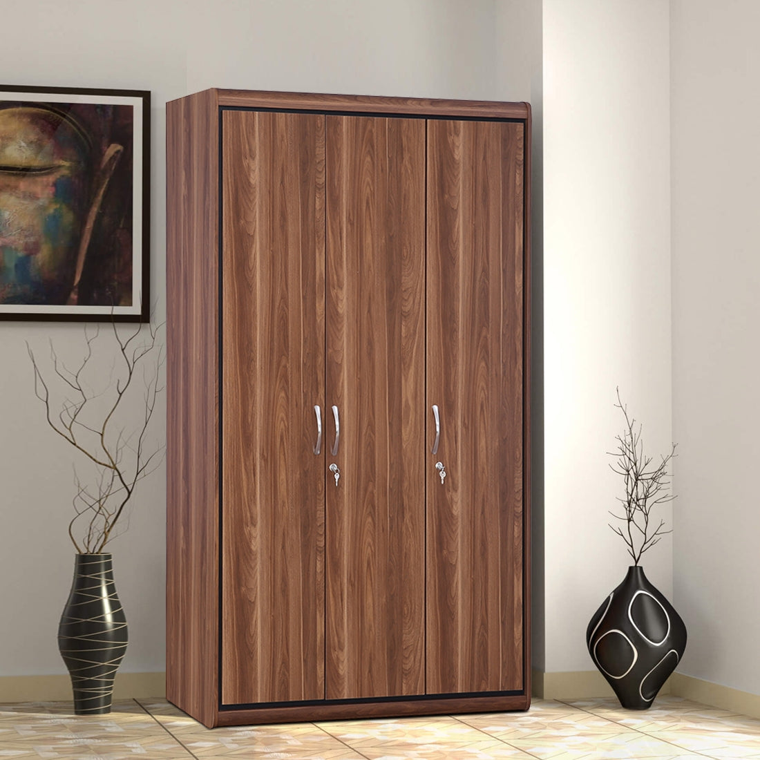 Archer Three door Wardrobe in Walnut Colour