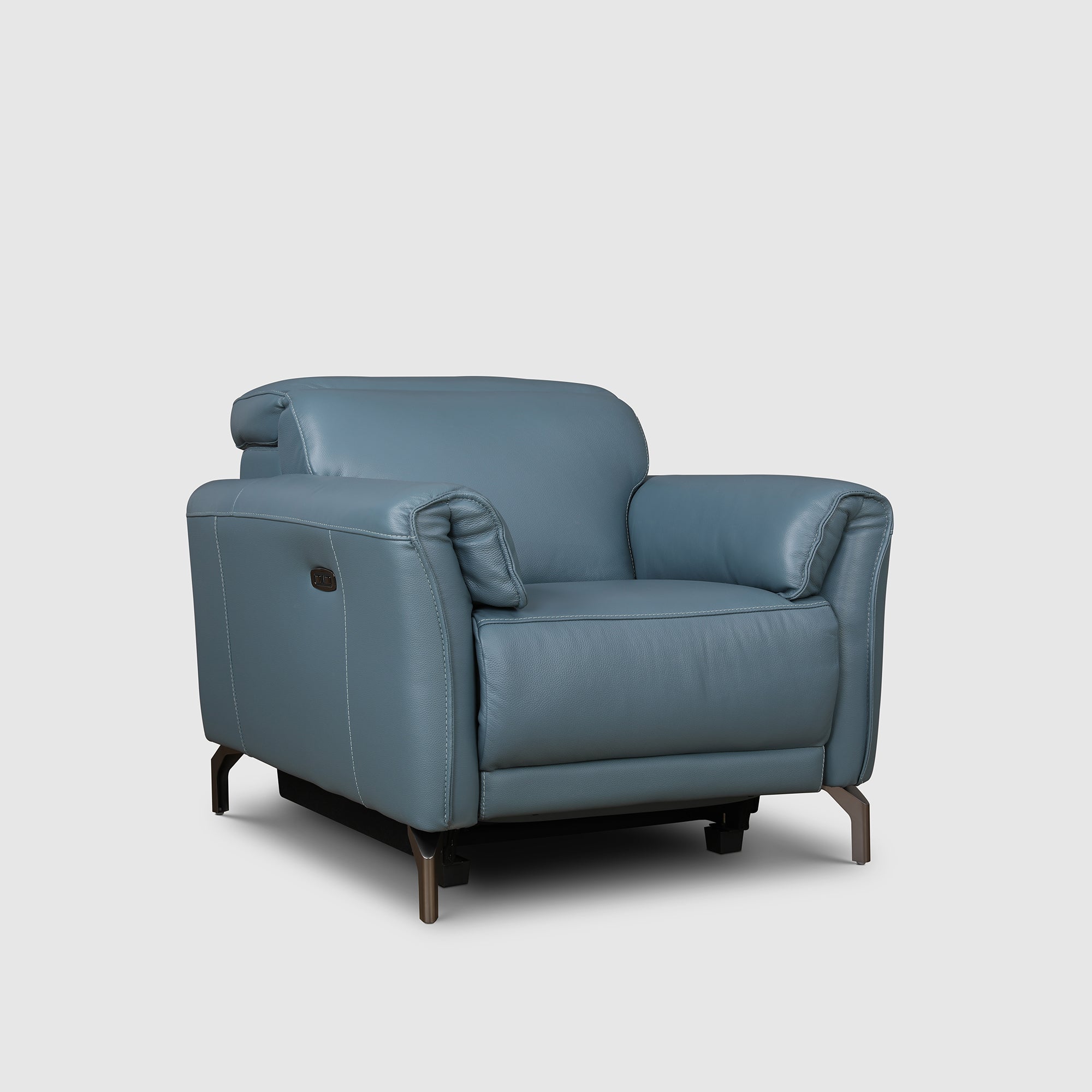 Emilia Half Leather Single Seater Electric Recliner in Blue Colour