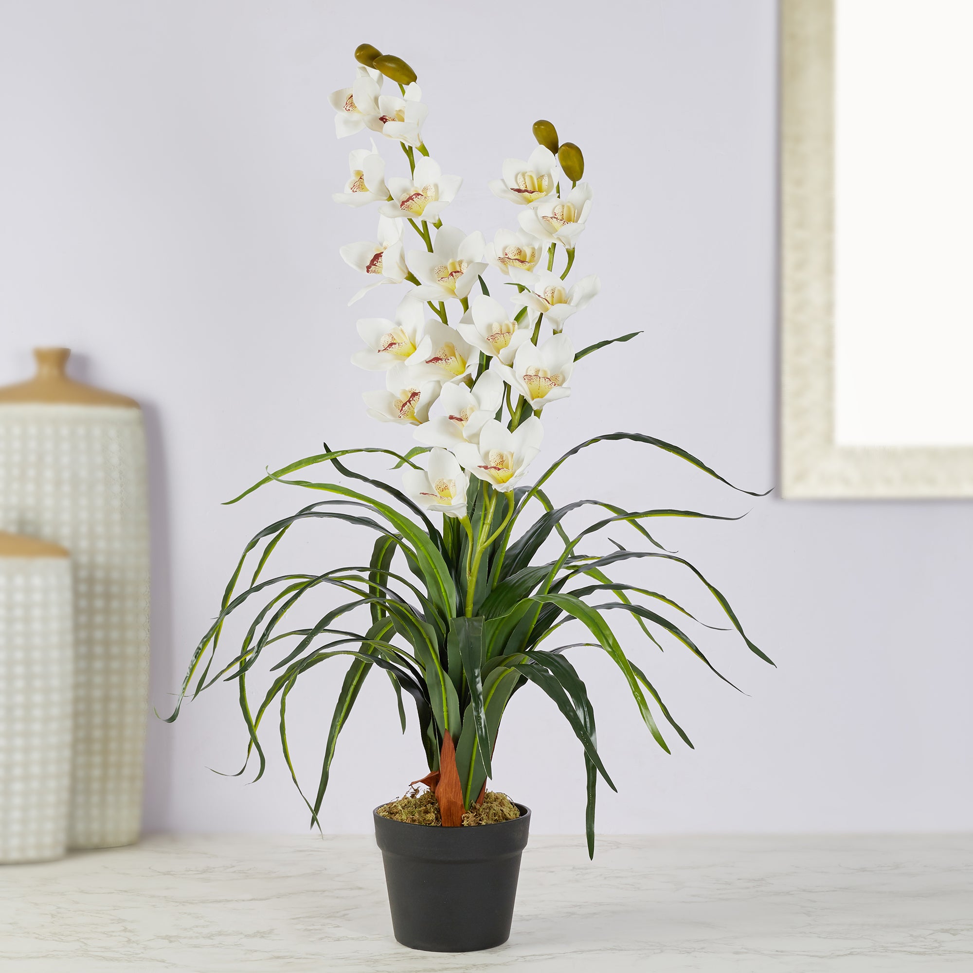 Ilana Artificial Orchid Potted Plant 90Cm in White Colour