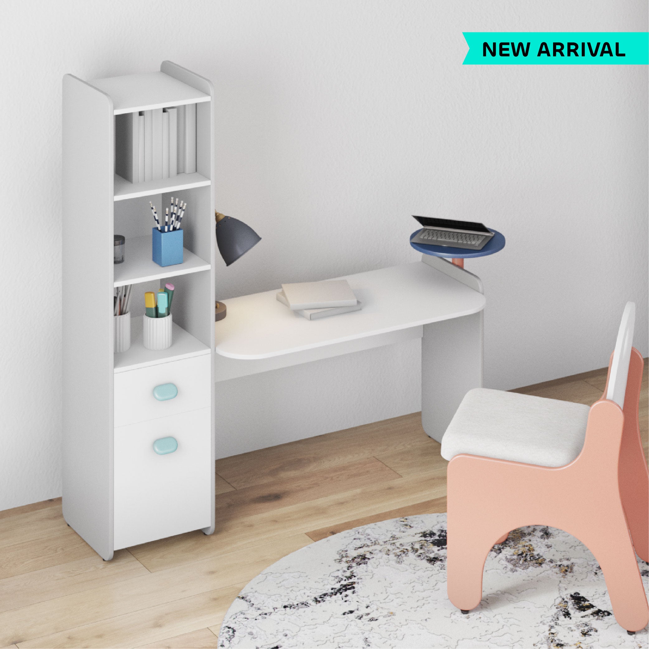 Skyline Study Desk in Rainy Grey Colour