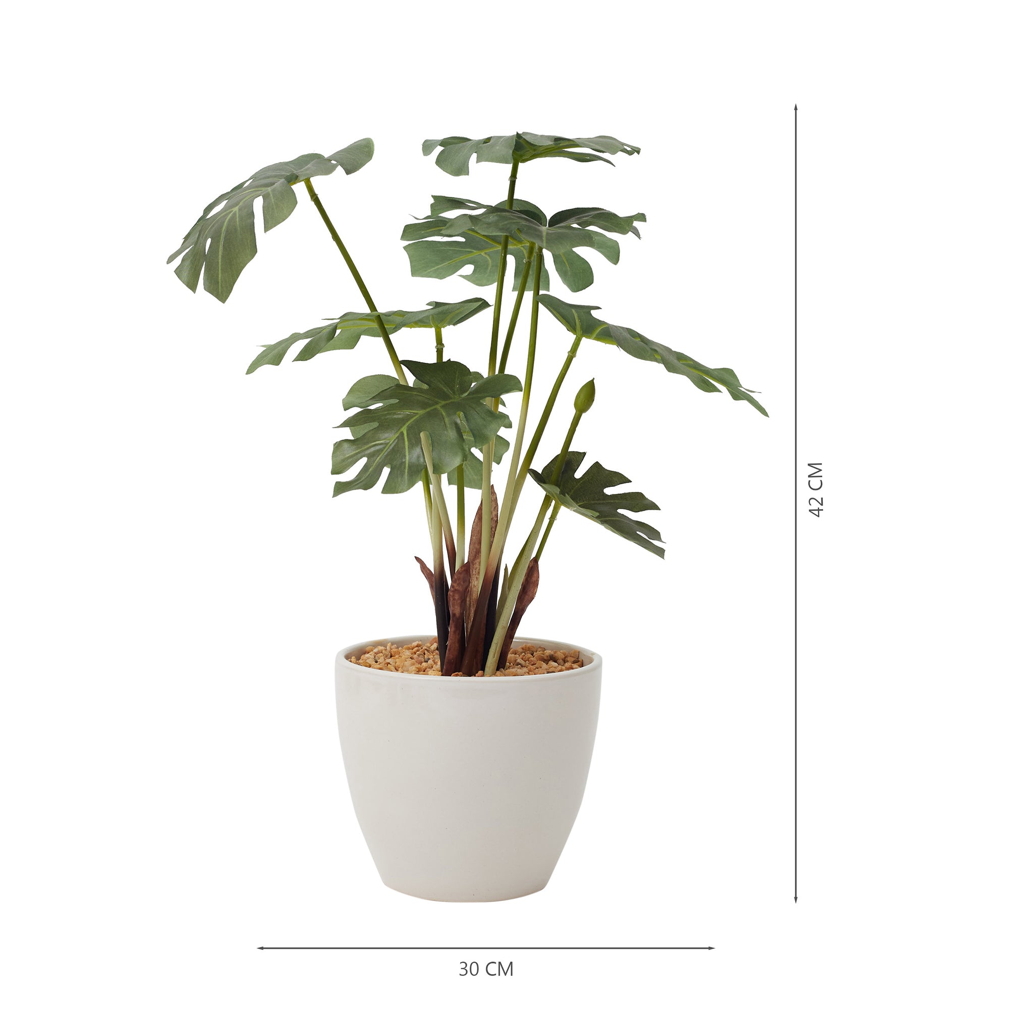 Ilana Faux Philodendron Ceramic Potted Plant 42 Cm in Green Colour