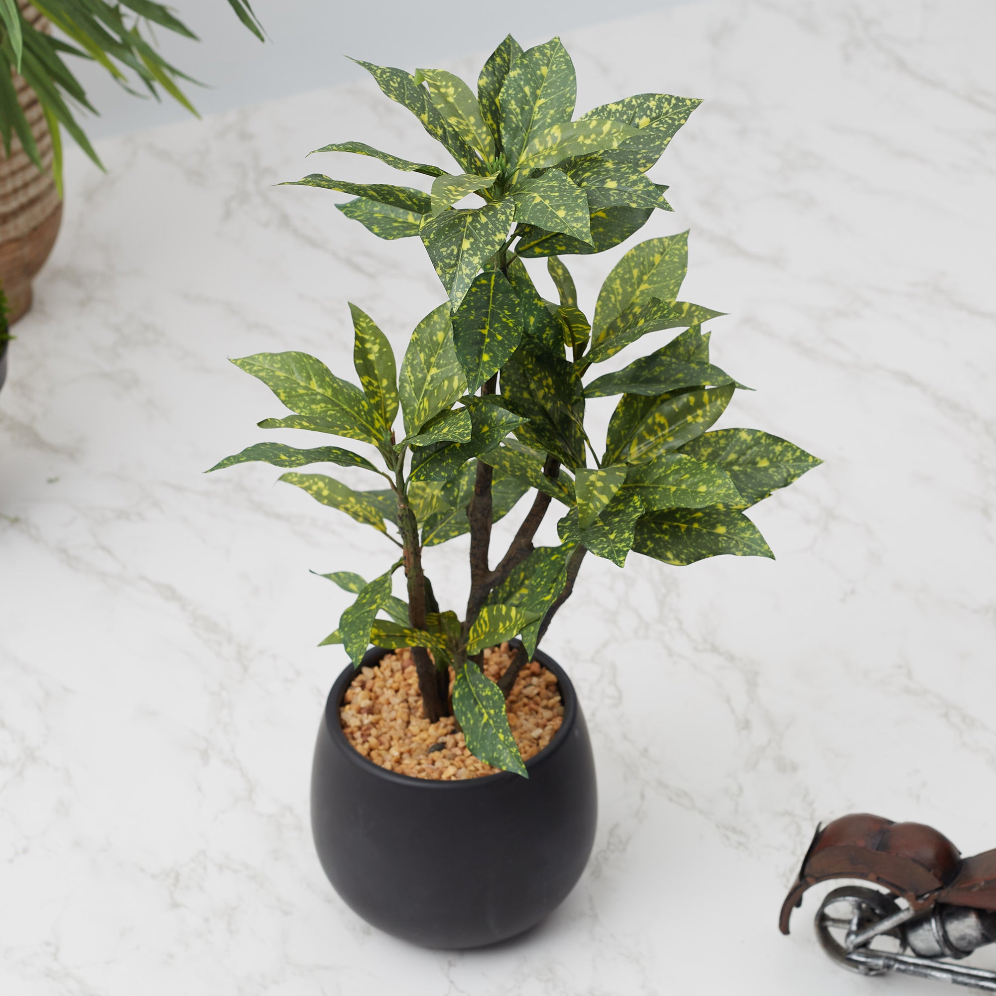 Ilana Faux Croton Ceramic Potted Plant 43 Cm in Green Colour