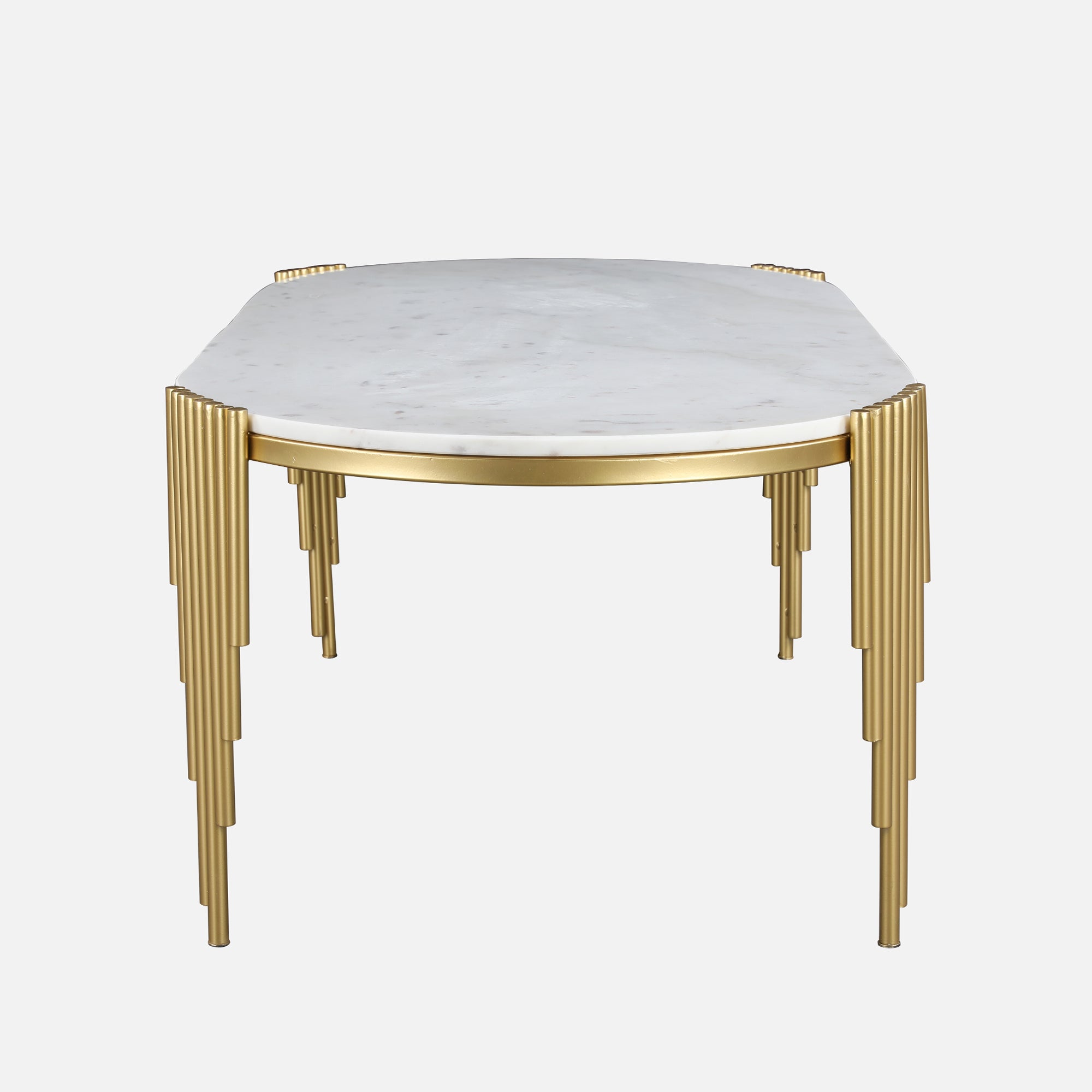 Giove Marble & Iron Center Table in White & Gold Colour