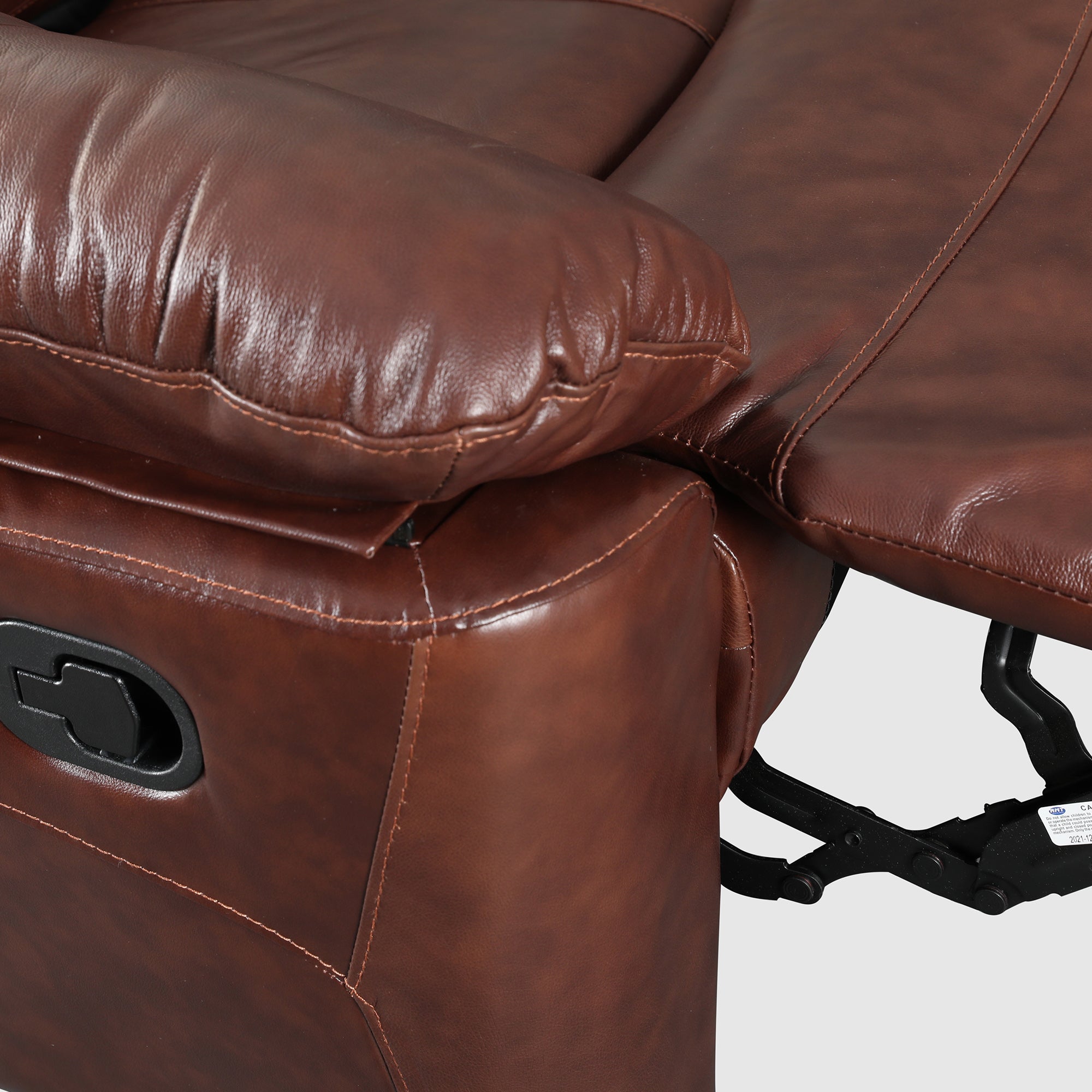 Charles Half Leather Two Seater Recliner in Brown Colour