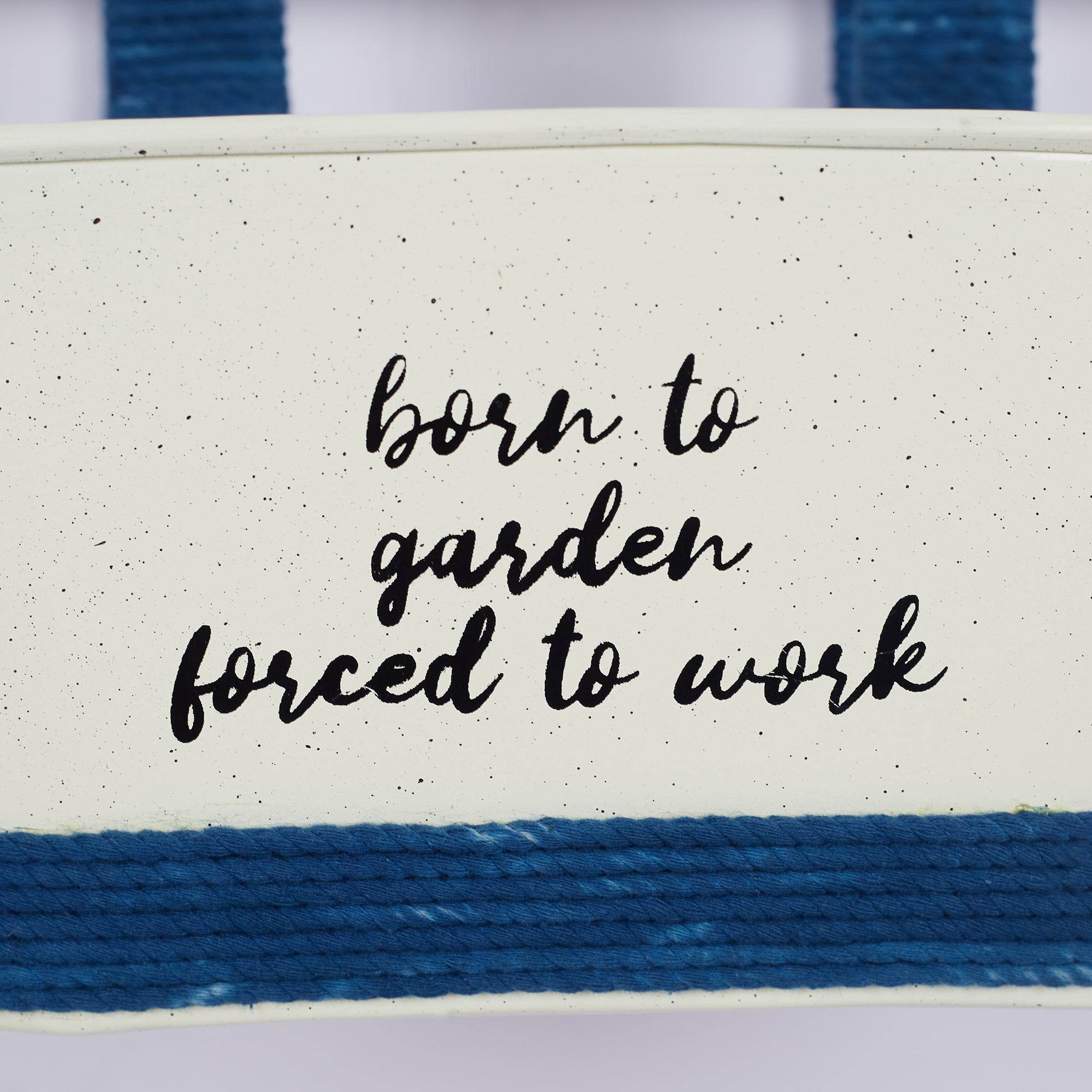 Pep Pop Metal Funky Quote Railing Planter 28X19Cm in Off White & Indigo Colour