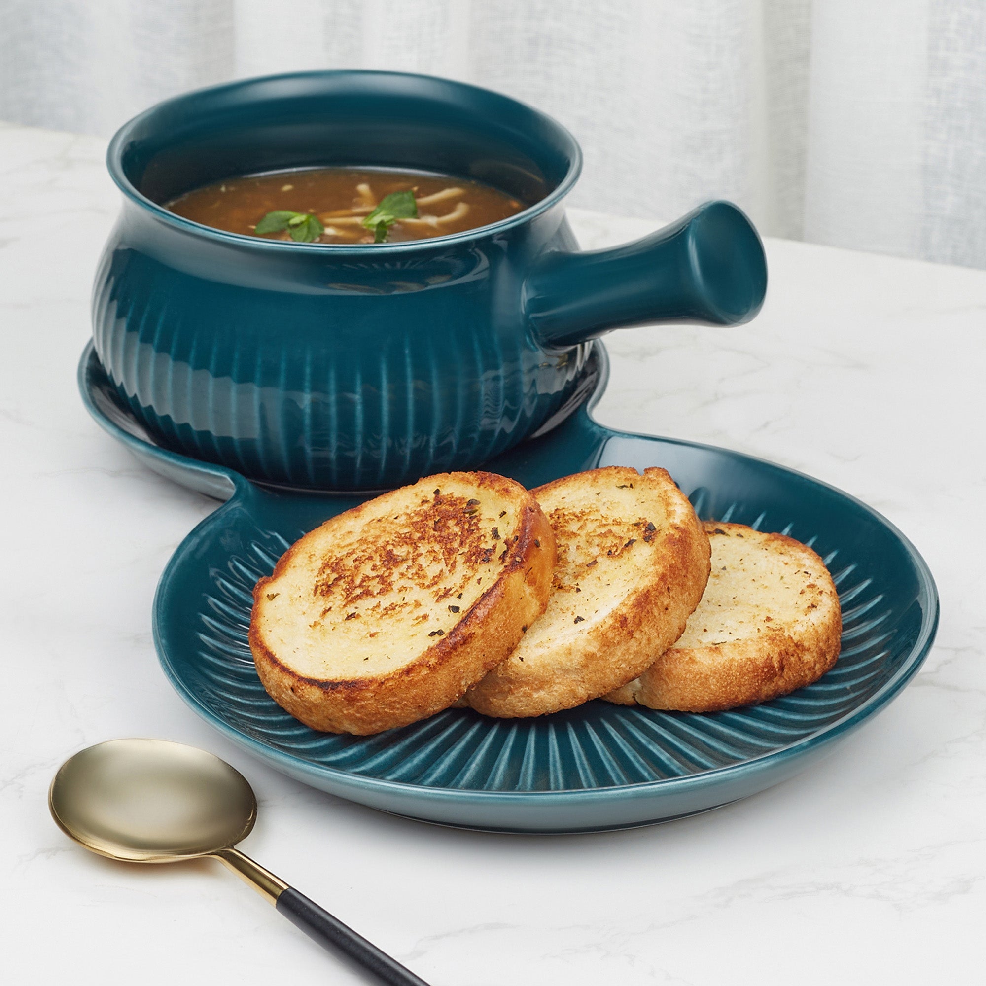 Ace Ceramic Soup Cup & Serving Platter Combo in Assorted Colour