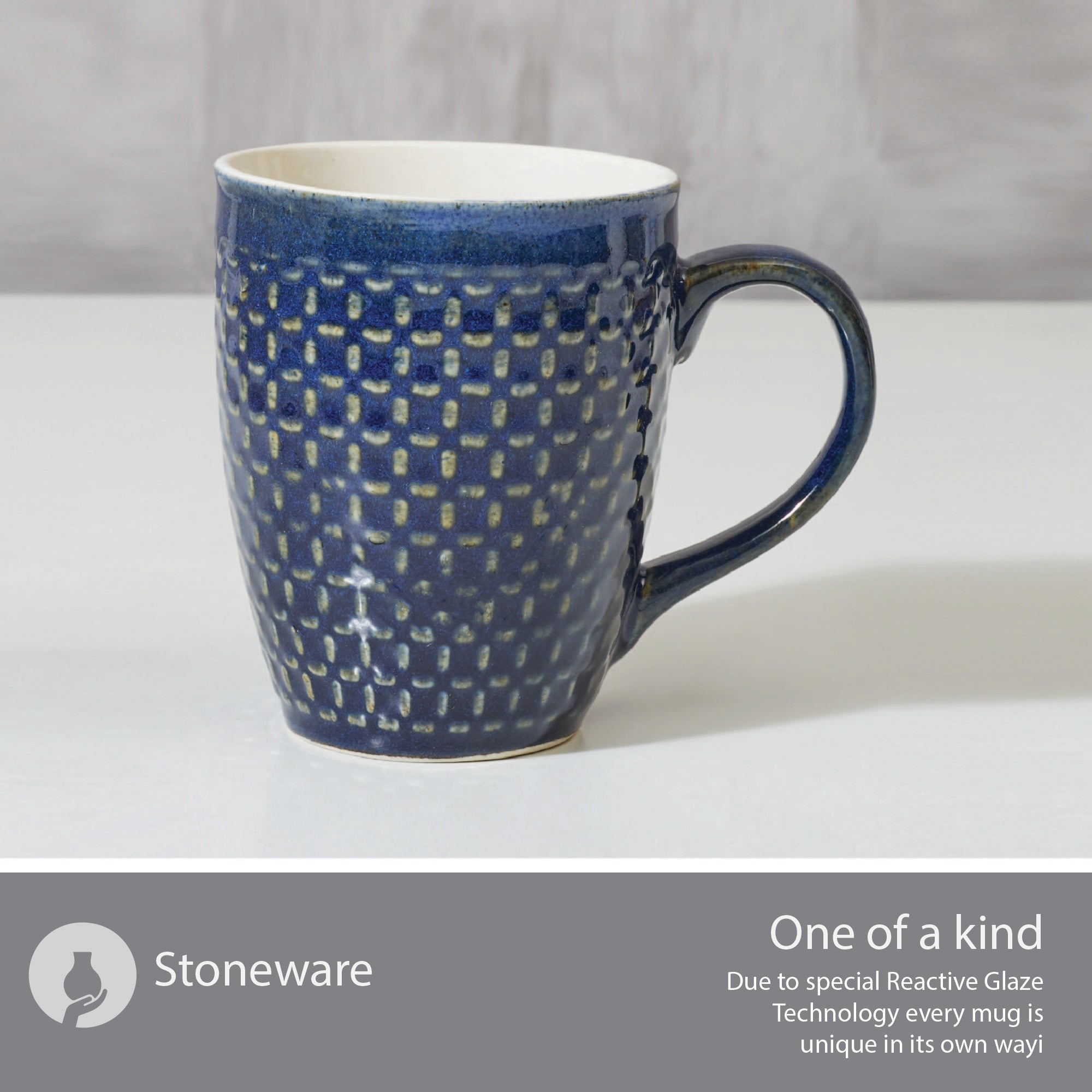 Fiesta Ceramic Latte Mug 360 ML Set Of 4 in Cobalt Colour