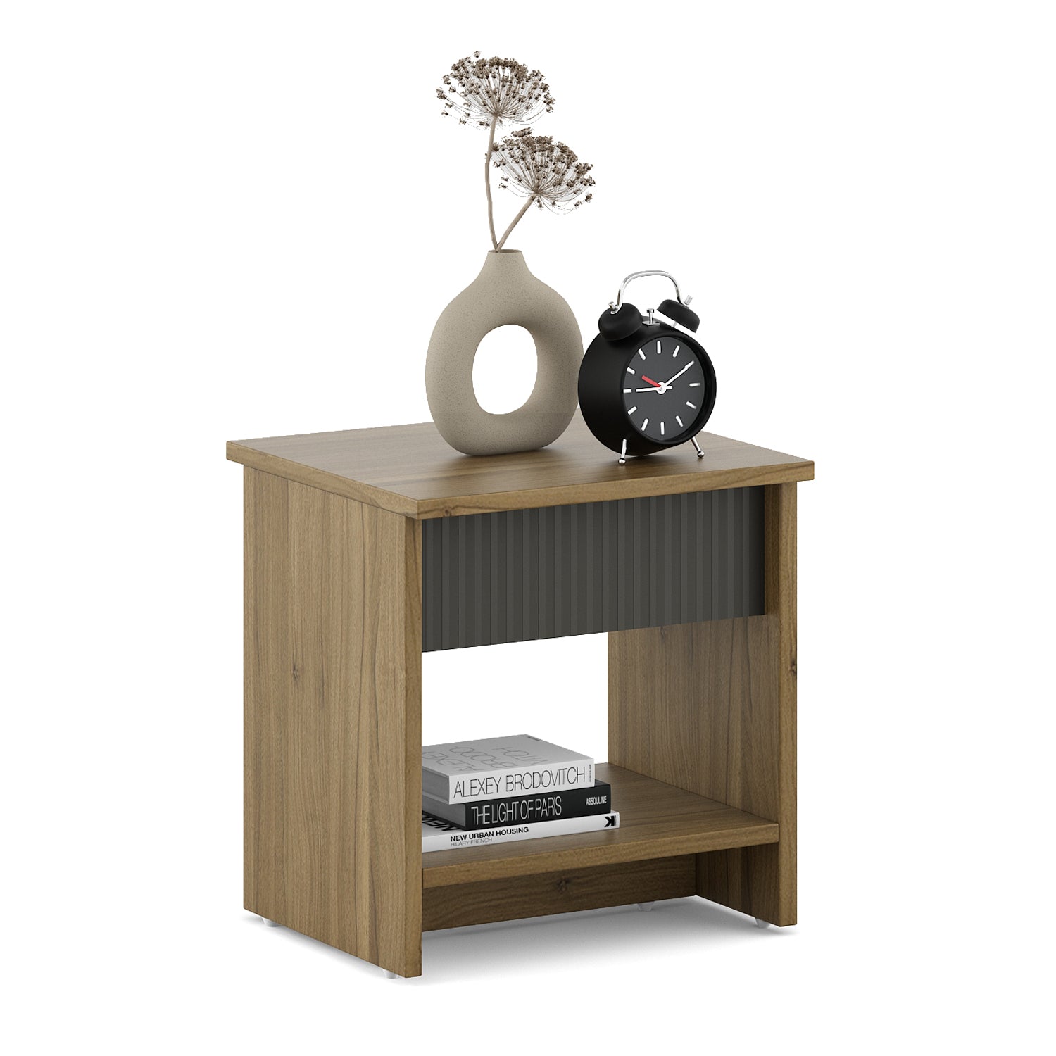 Paula Engineered Wood Queen Bed Box Storage with 4 Door Wardrobe & Night Stand Package