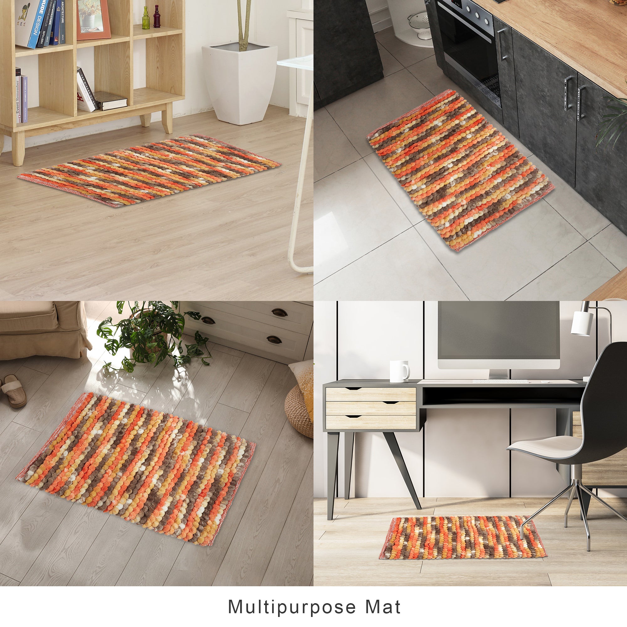 Emilia Micro Chenille Multipurpose Loop Bath Mat 40x60 Cm in Rust Mustard Colour